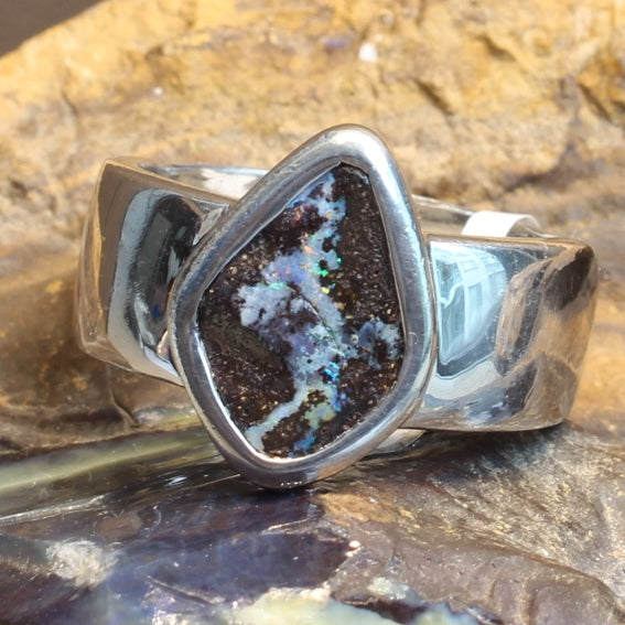 Sterling Silver Boulder Opal ring - Masterpiece Jewellery Opal & Gems Sydney Australia | Online Shop