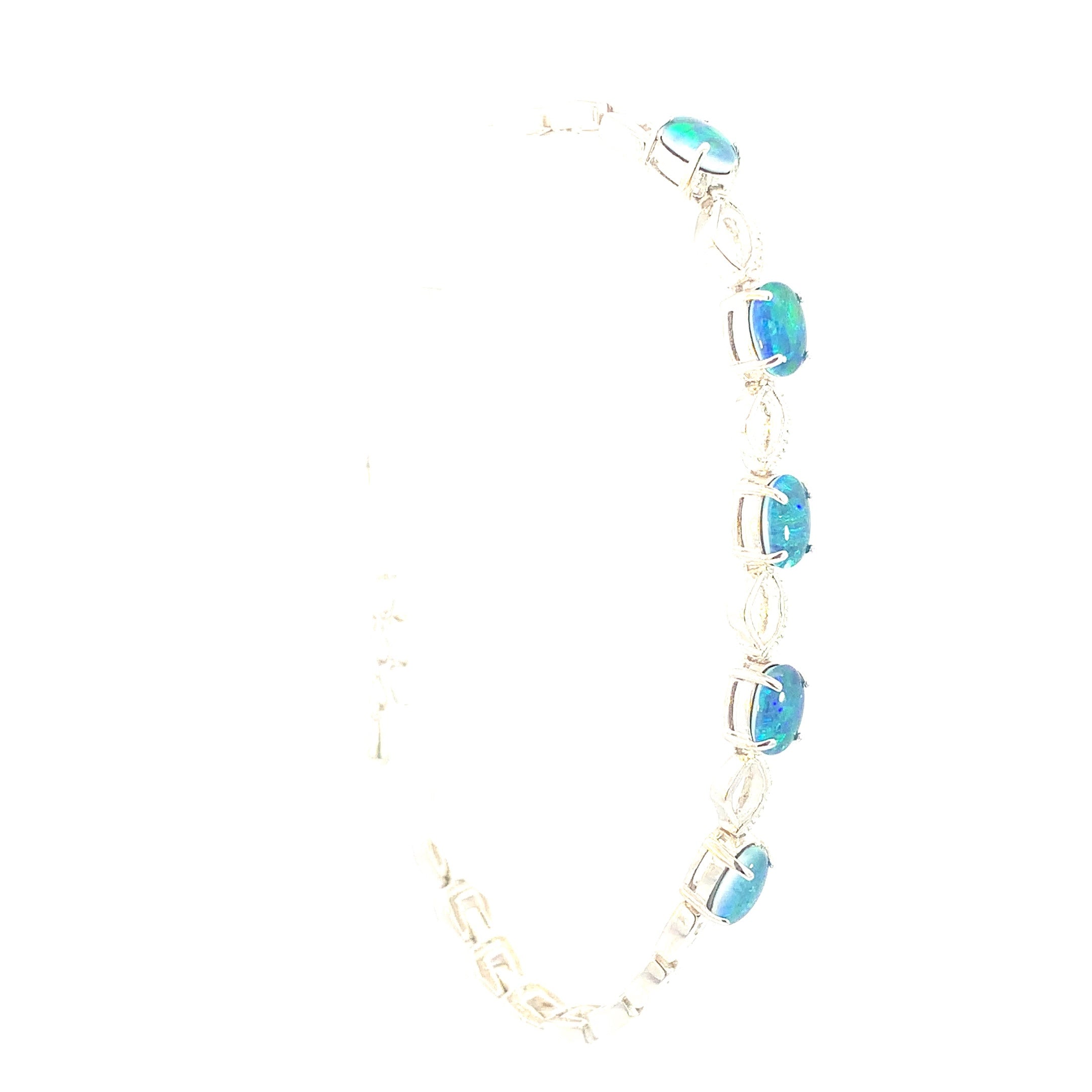 Opal Bracelet - Sterling Silver Bracelet for Women. Ladies Bracelets with 7x5mm Blue or Black Opal Triplets, Perfect Womens Bracelet and Silver Jewellery for Women. - Masterpiece Jewellery Opal & Gems Sydney Australia | Online Shop