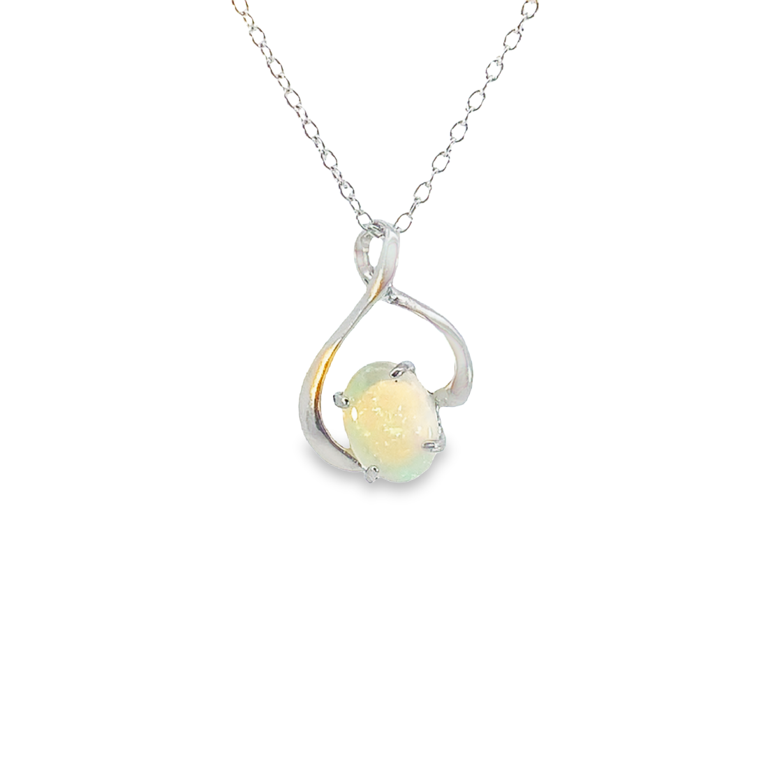 Sterling Silver loop 8x6mm Light Opal pendant - Masterpiece Jewellery Opal & Gems Sydney Australia | Online Shop
