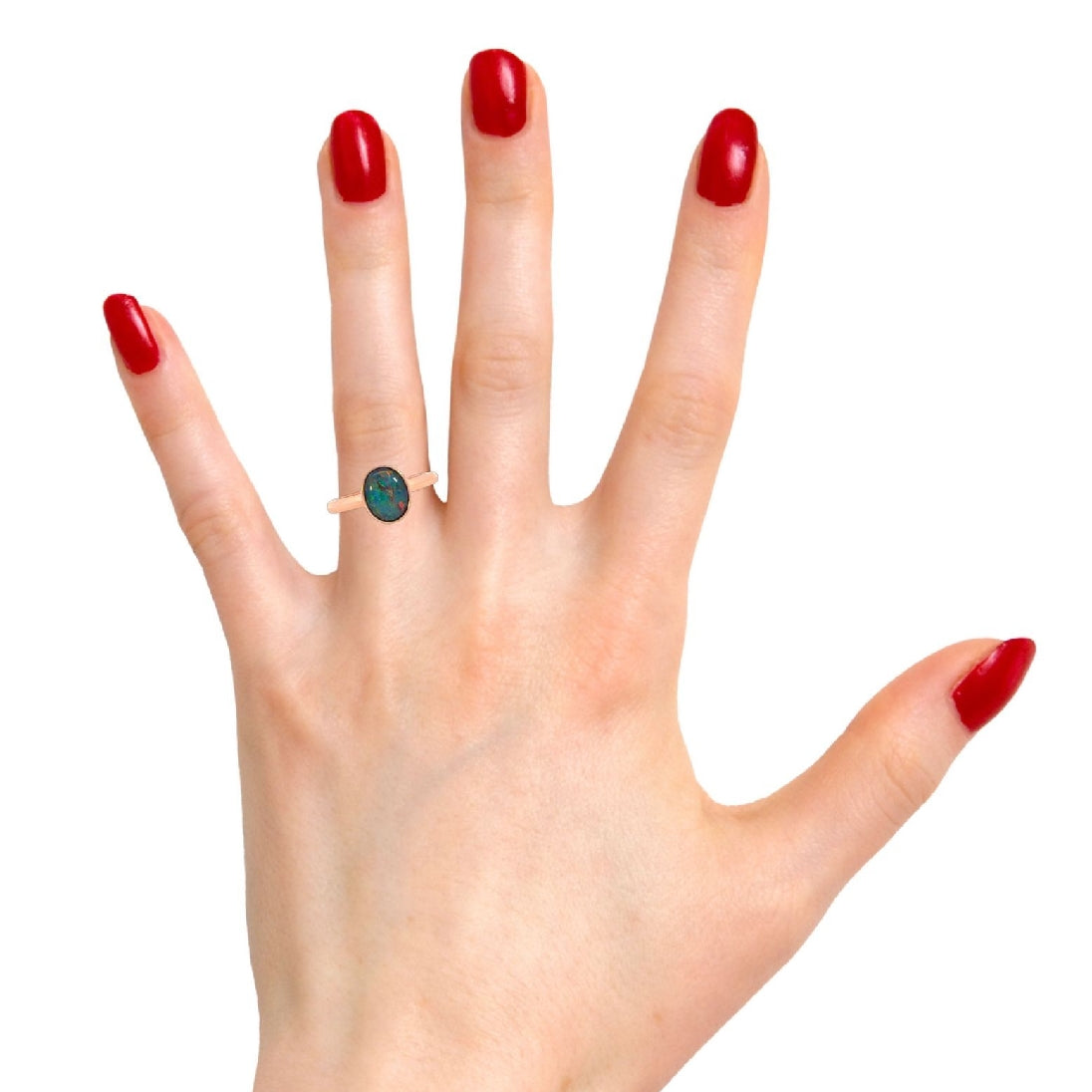 Rose Gold plated sterling silver 9x7mm Triplet Opal ring bezel set - Masterpiece Jewellery Opal & Gems Sydney Australia | Online Shop