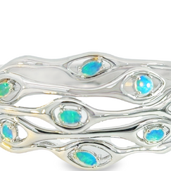 Sterling Silver wave cut out bangle 0.92ct - Masterpiece Jewellery Opal & Gems Sydney Australia | Online Shop