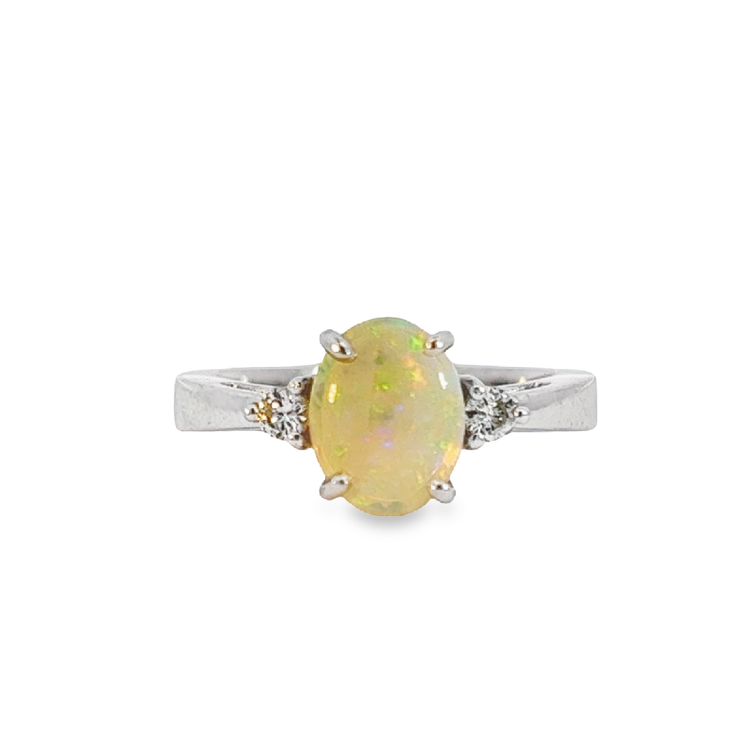 14kt White Gold 0.98ct Crystal Opal and Diamond ring - Masterpiece Jewellery Opal & Gems Sydney Australia | Online Shop