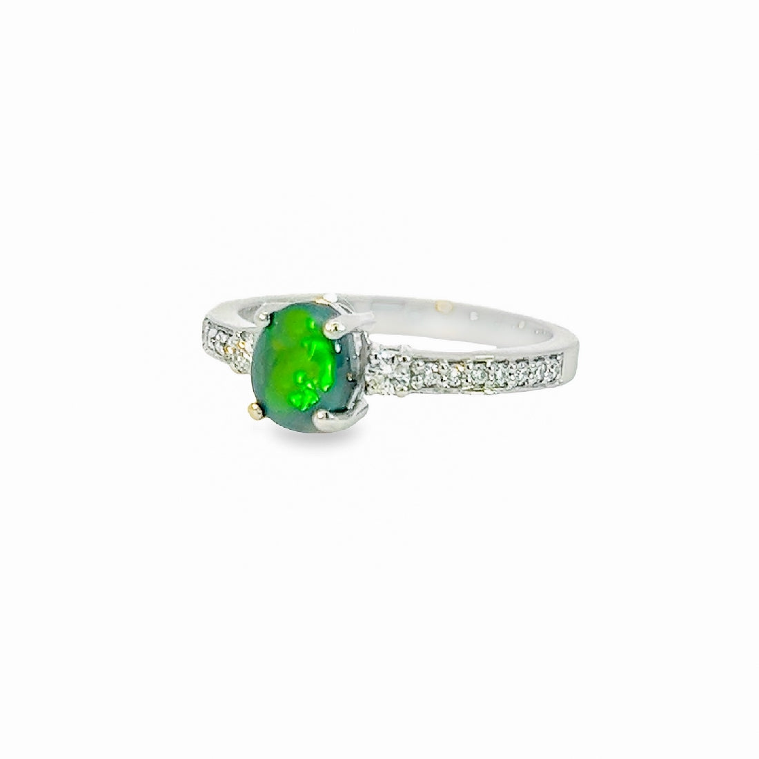Platinum Black Opal 0.67ct and Diamond ring - Masterpiece Jewellery Opal & Gems Sydney Australia | Online Shop