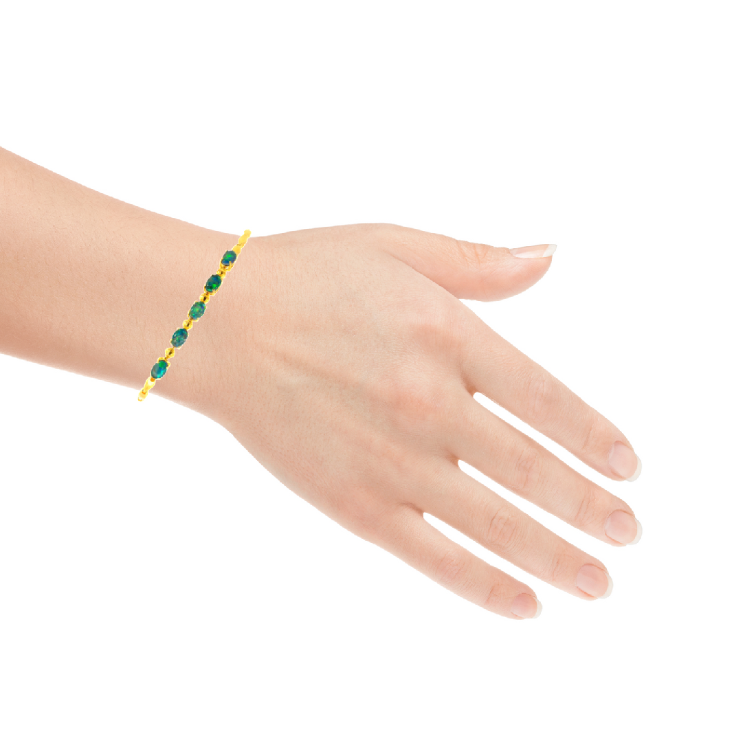 Gold Plated Silver 7x5mm Opal triplet and ball bracelet design - Masterpiece Jewellery Opal & Gems Sydney Australia | Online Shop