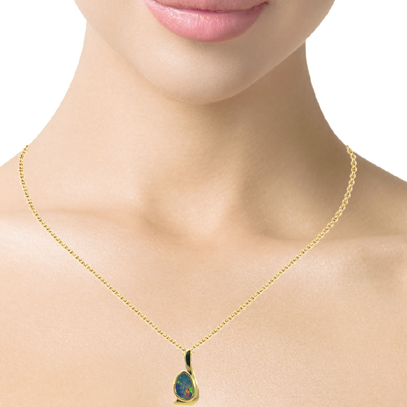 Gold Plate Silver Opal doublet 21x8.8mm pendant - Masterpiece Jewellery Opal & Gems Sydney Australia | Online Shop