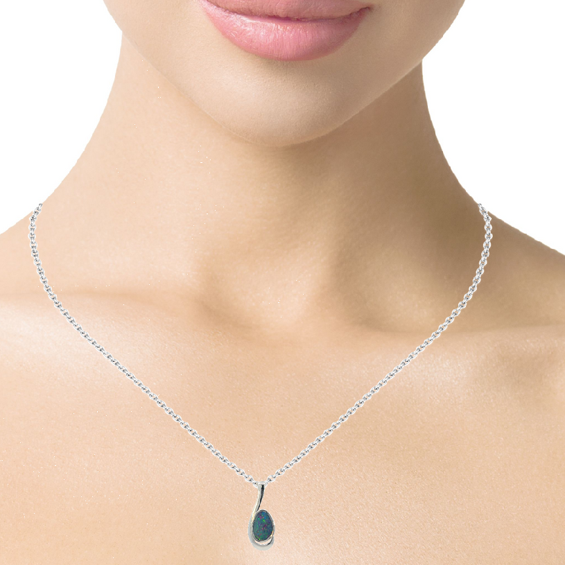 Sterling Silver Opal doublet 27x11mm pendant - Masterpiece Jewellery Opal & Gems Sydney Australia | Online Shop