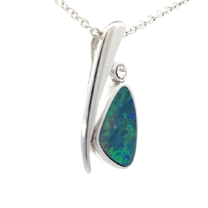 Sterling Silver Opal doublet 20.7x9.4mm pendant - Masterpiece Jewellery Opal & Gems Sydney Australia | Online Shop