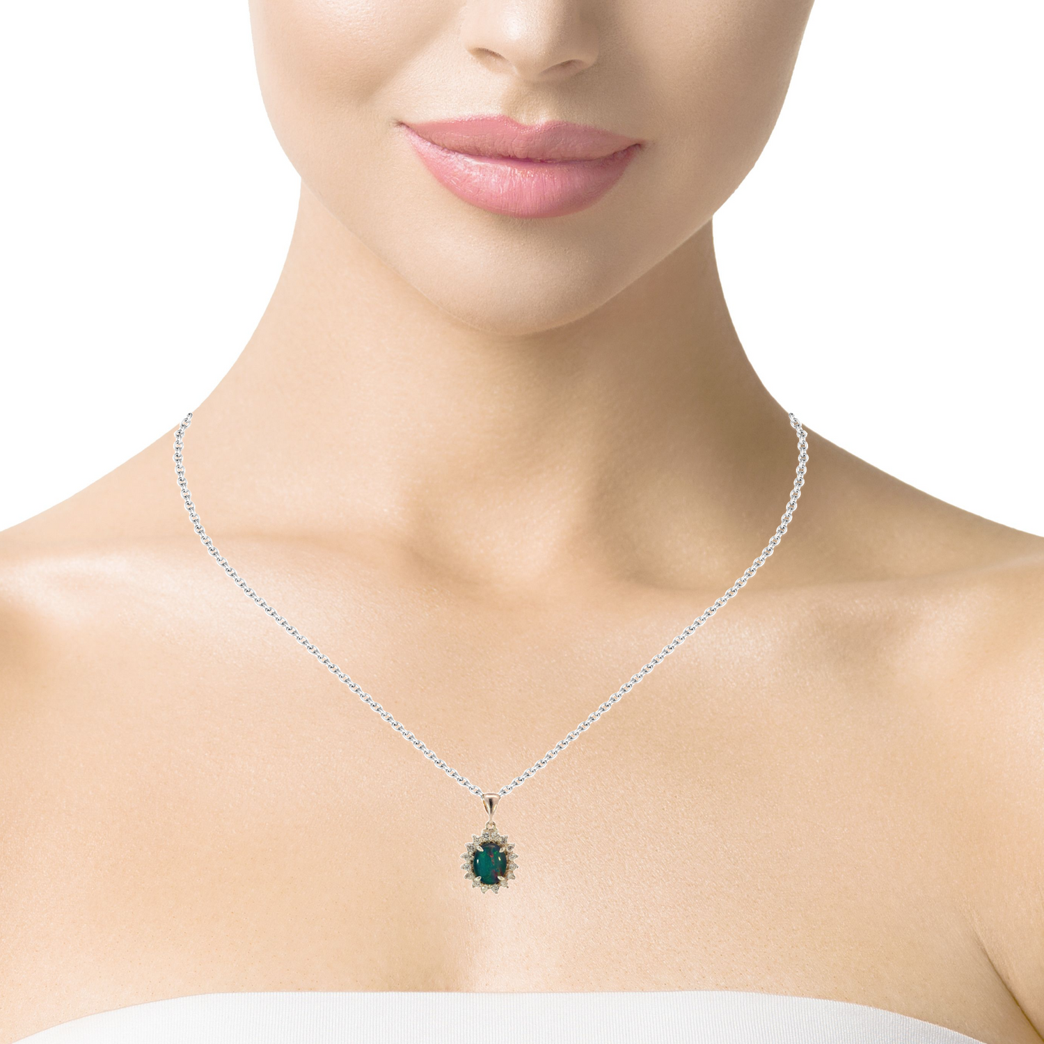 Sterling Silver Cluster design pendant with 10x8mm Opal triplet - Masterpiece Jewellery Opal & Gems Sydney Australia | Online Shop