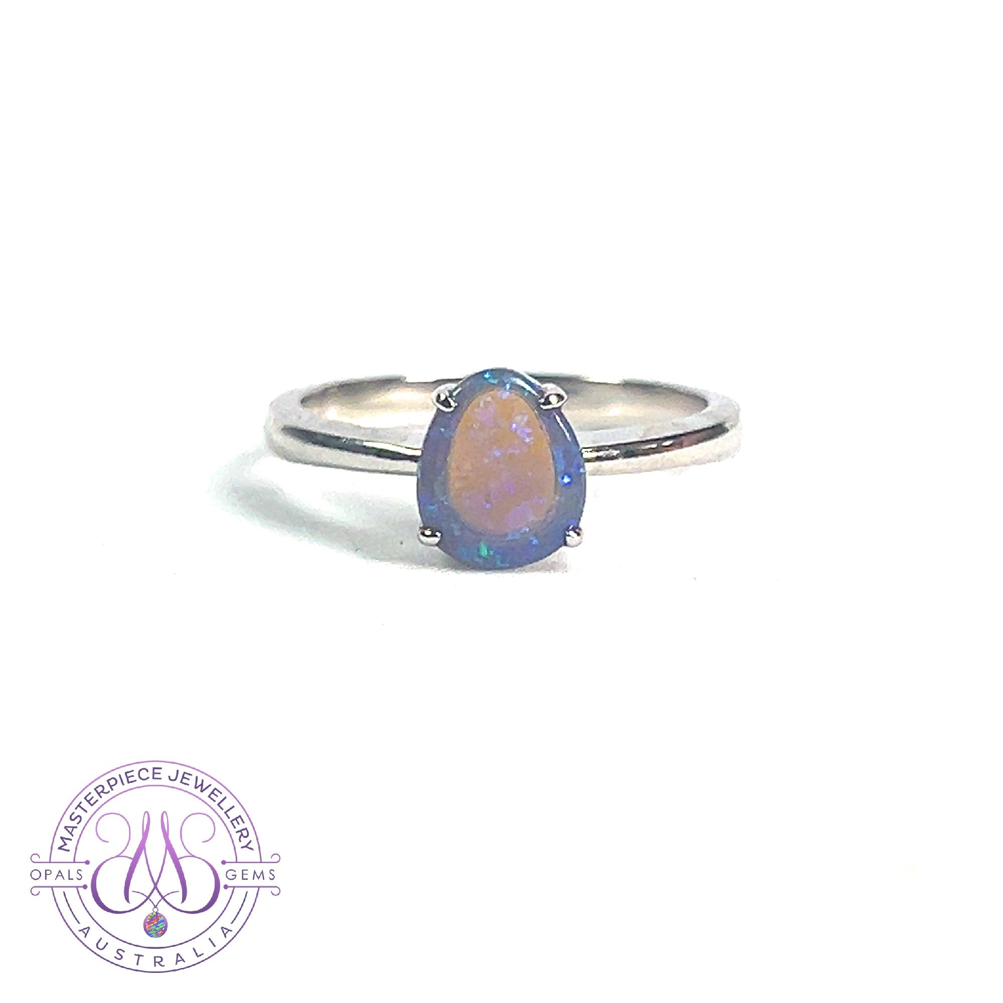 Sterling Silver Black Opal Violet Green 1ct solitaire ring