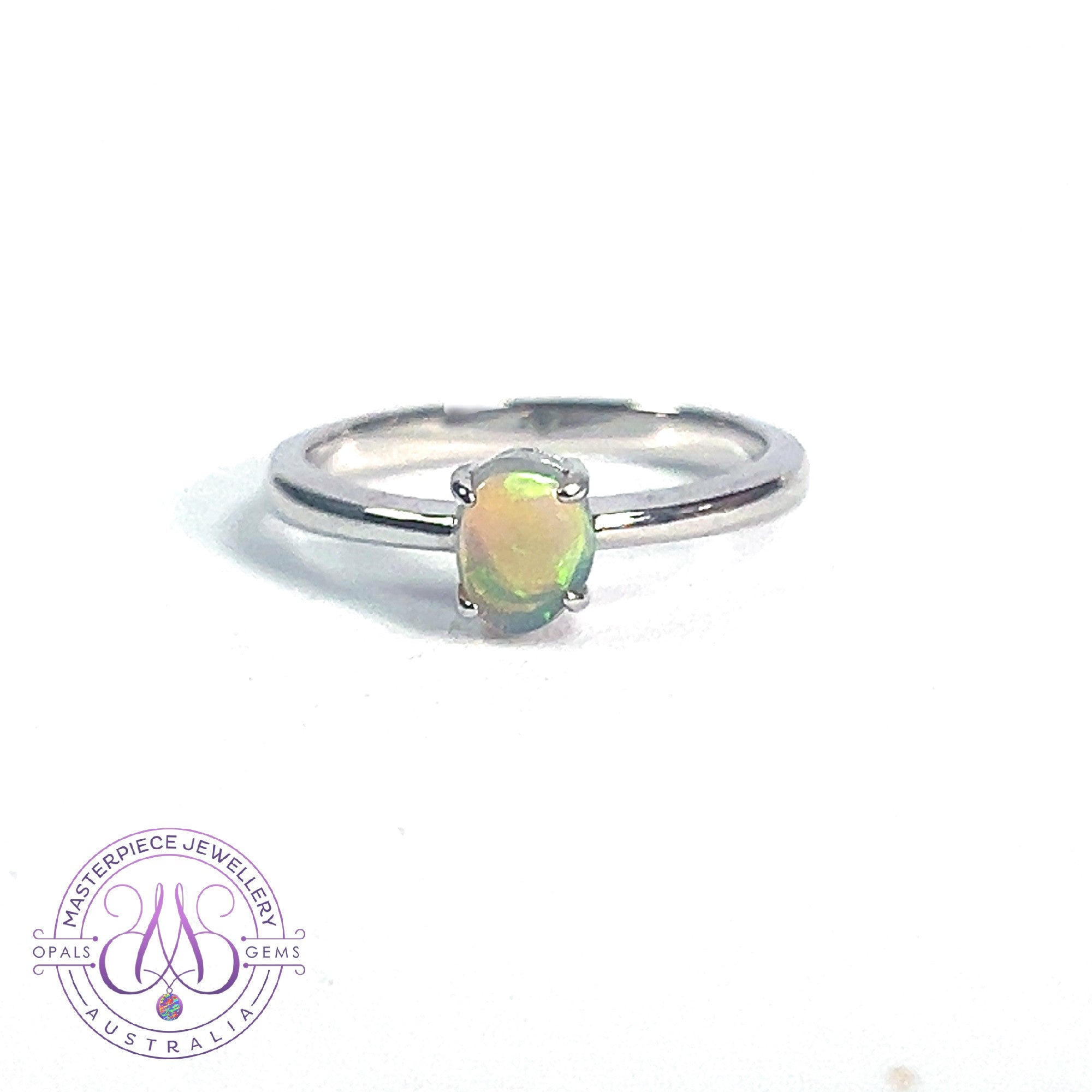 Sterling Silver Black Opal crystal 0.6ct green solitaire ring