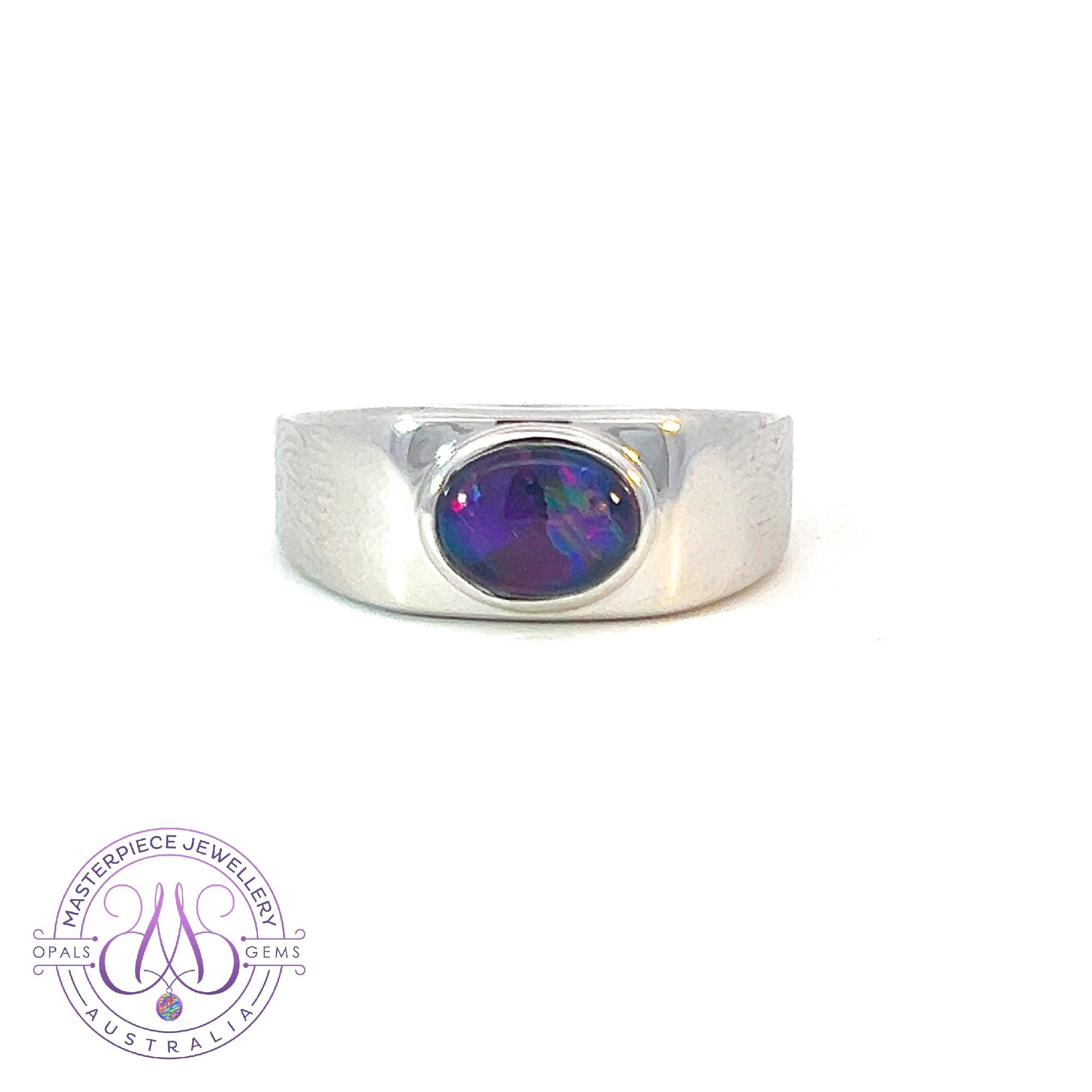 Sterling Silver bezel set 8x6mm Opal triplet horizontal shape