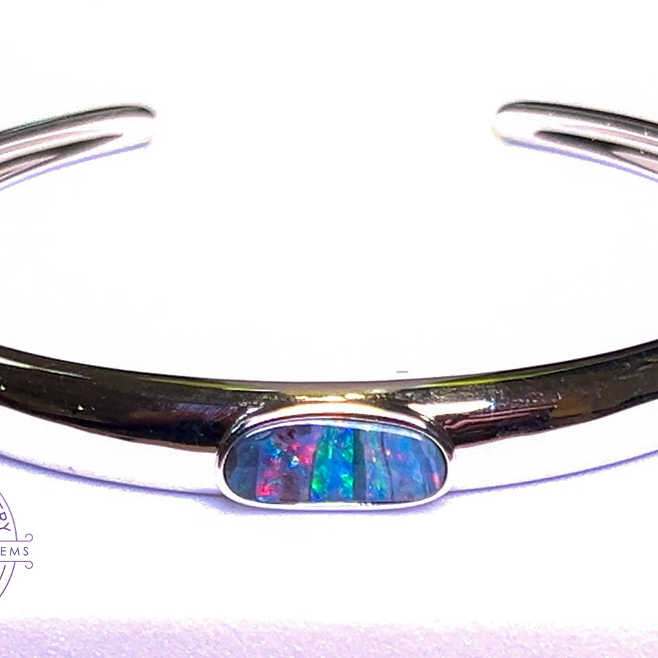 Sterling Silver Boulder Opal 2.12ct bangle