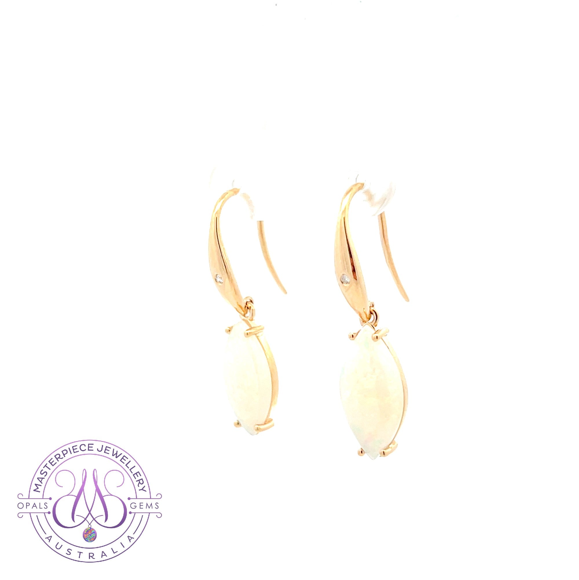 14kt Yellow Gold dangling Marquise cut Crystal Opals 3.13ct