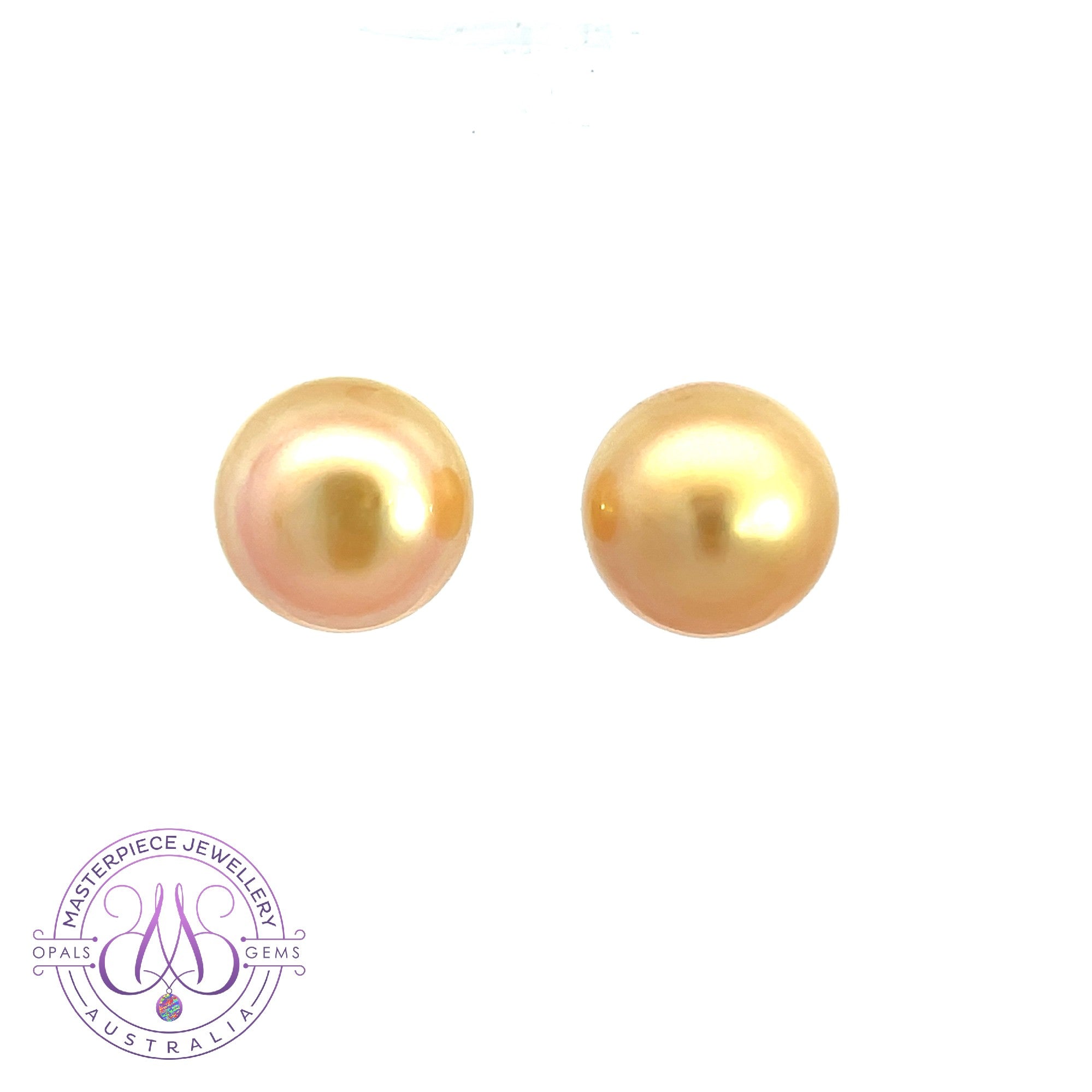 18kt Yellow Gold pair of South Sea Pearl 12-13mm studs Gold colour