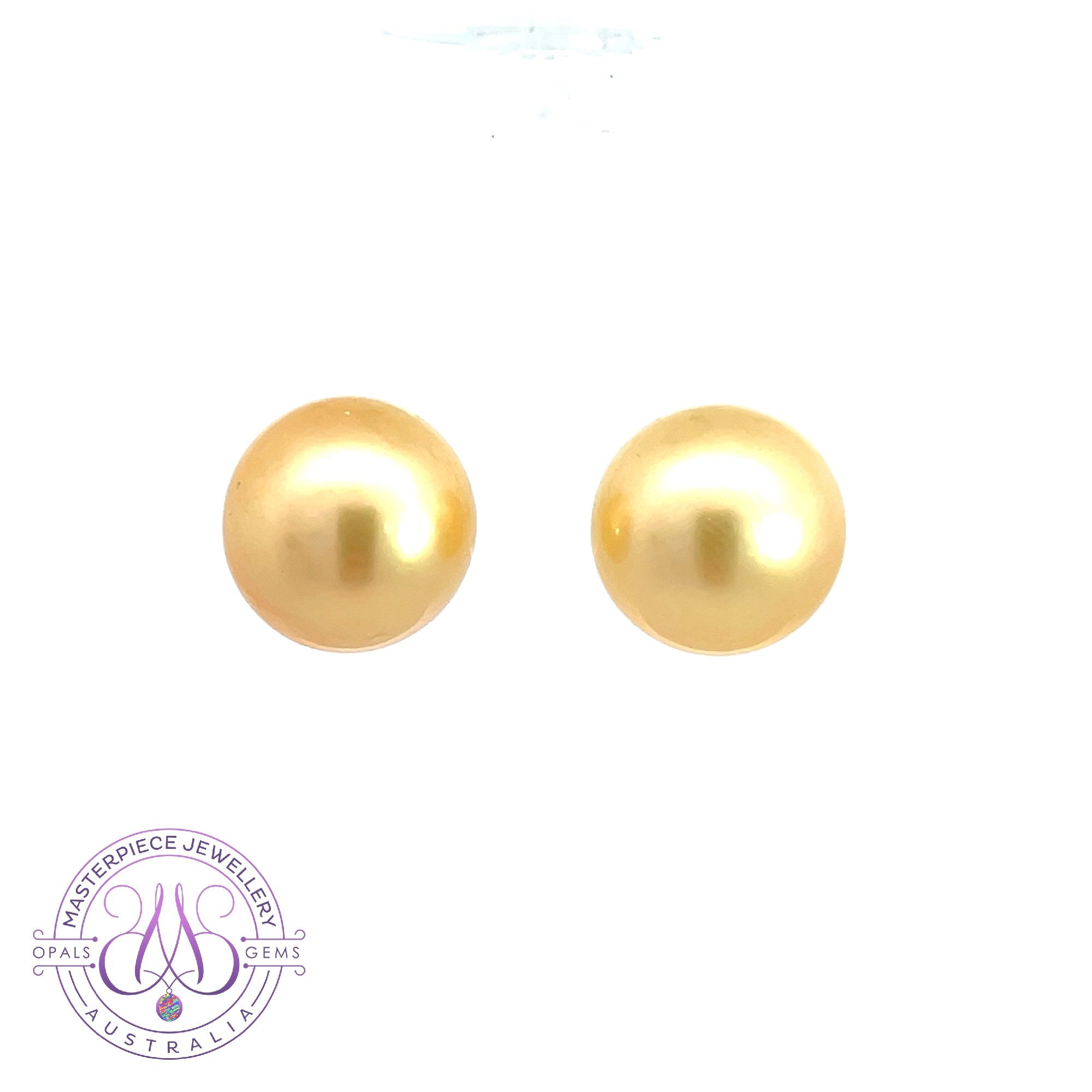 18kt Yellow Gold South Sea 11-12mm Golden Pearl studs