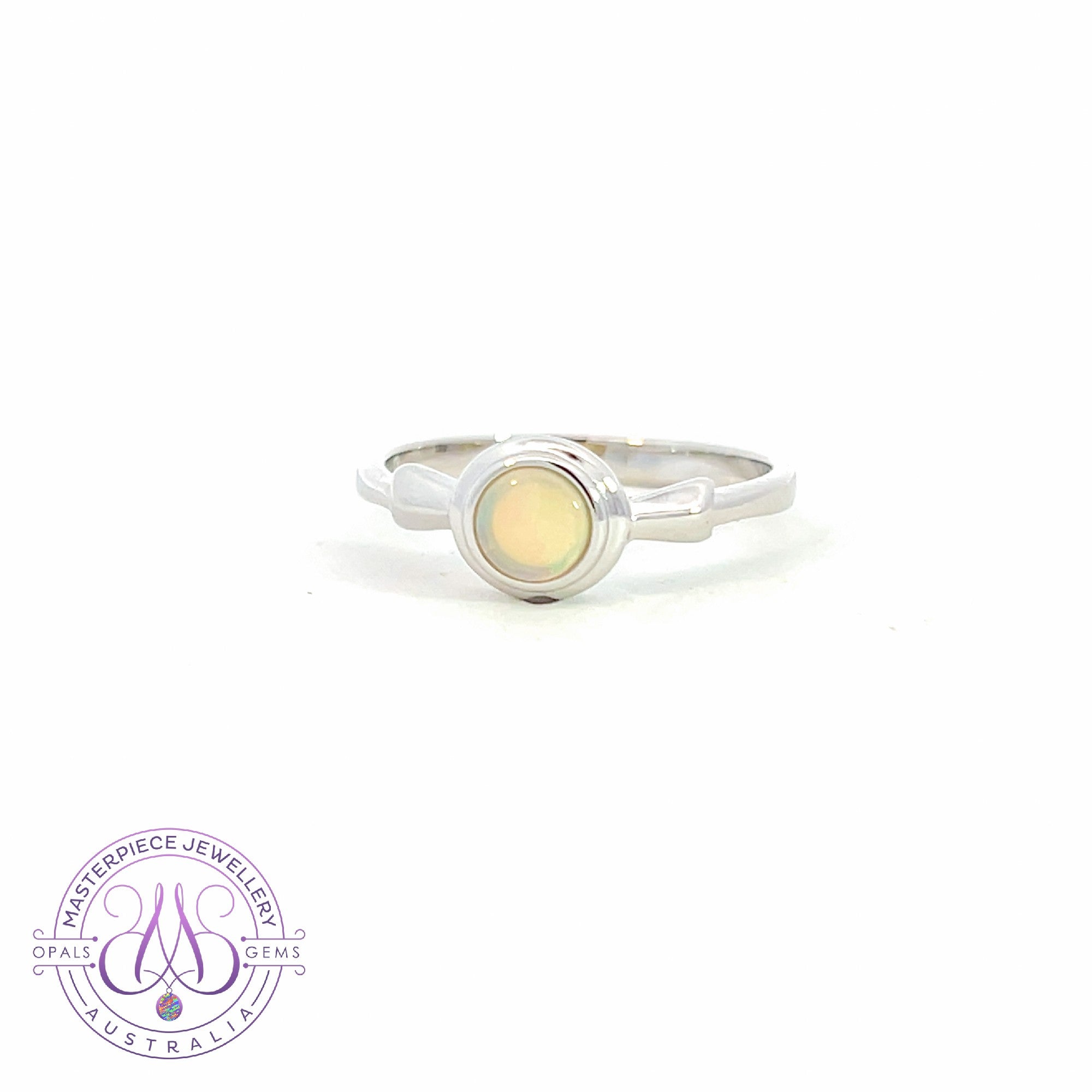 Sterling Silver 5.5mm Round Crystal Opal solitaire ring