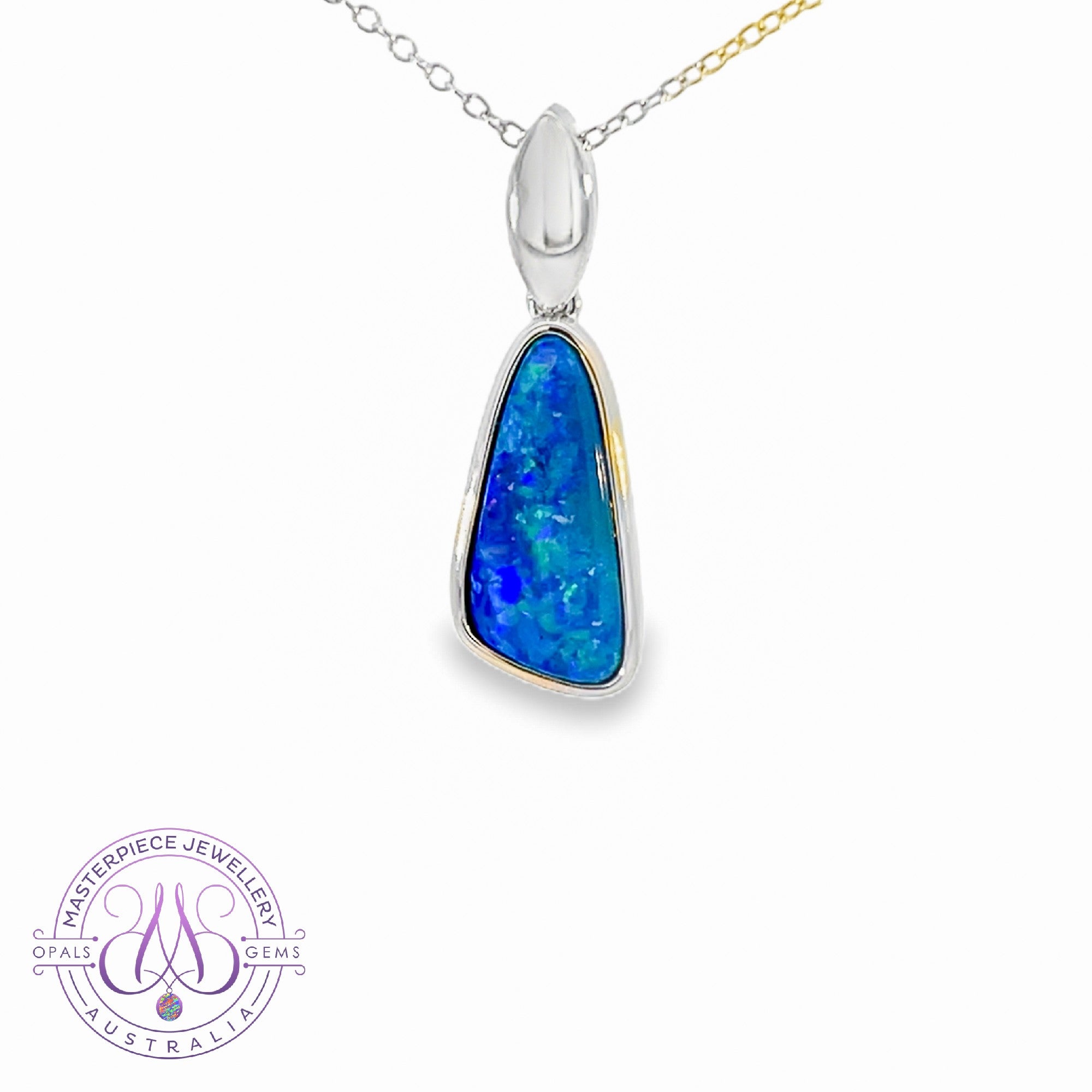 Sterling Silver Ocean Blue 2.56ct Opal doublet pendant