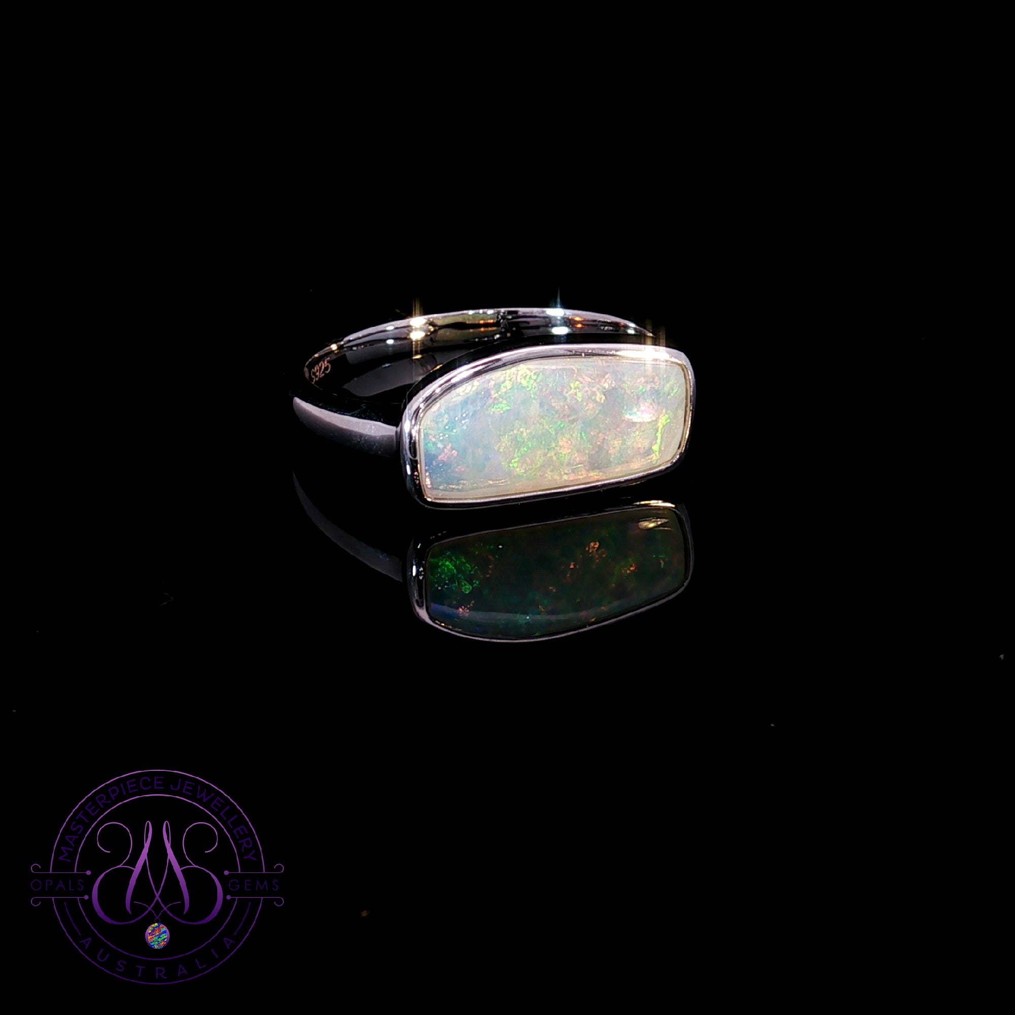 Sterling Silver Crystal Opal 1.59ct bezel set ring