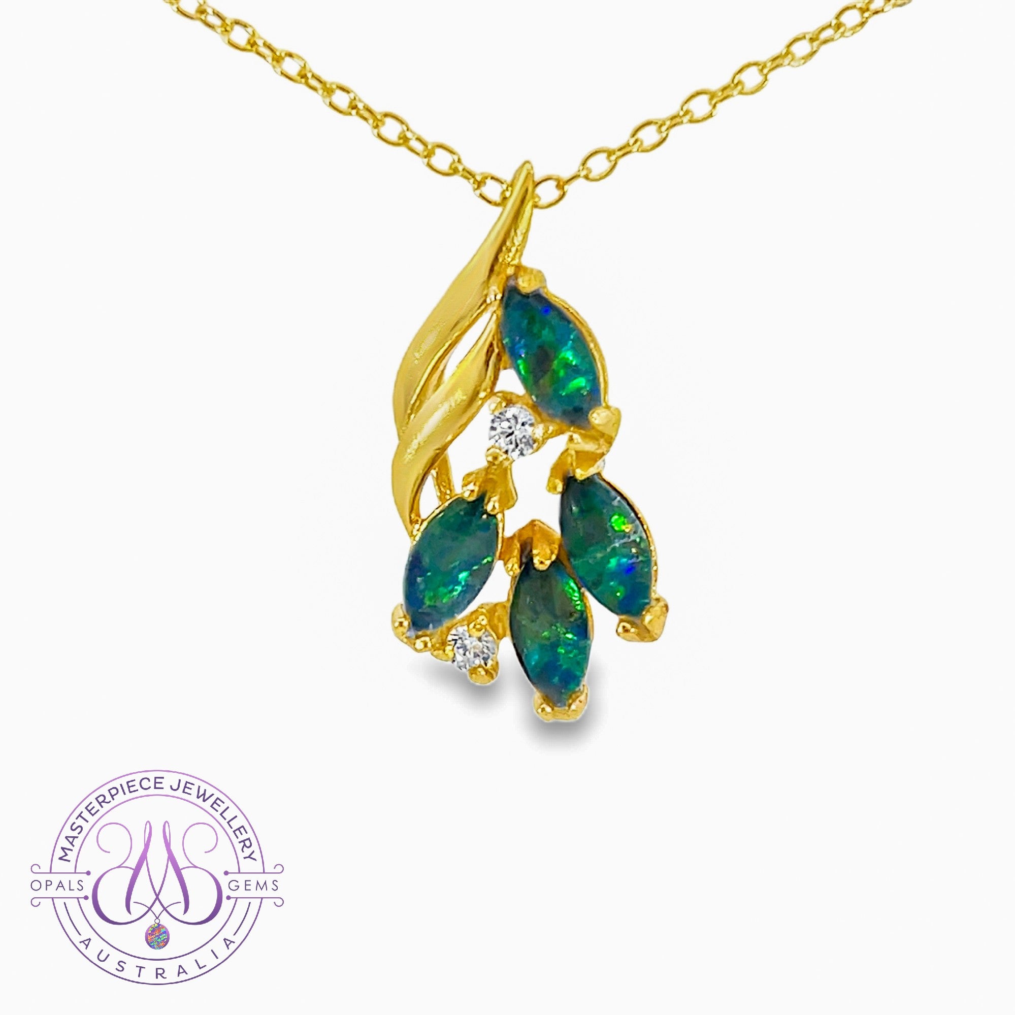 Gold Plated Silver flame design Opal triplet 6x3mm pendant