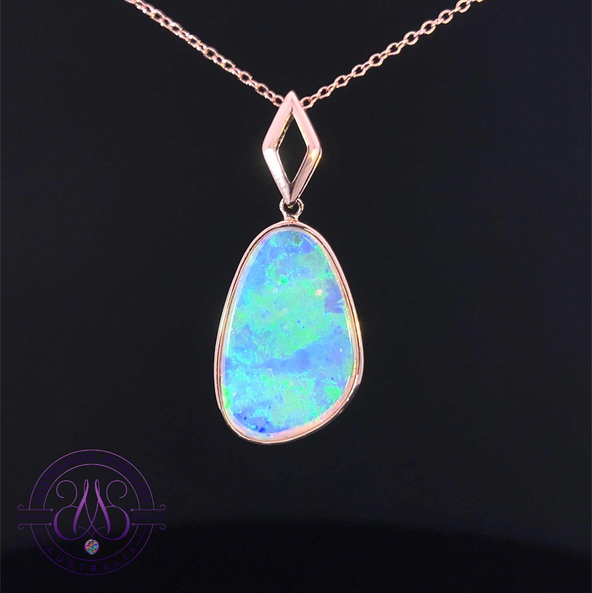 14kt Rose Gold 4.9ct Crystal Opal pendant