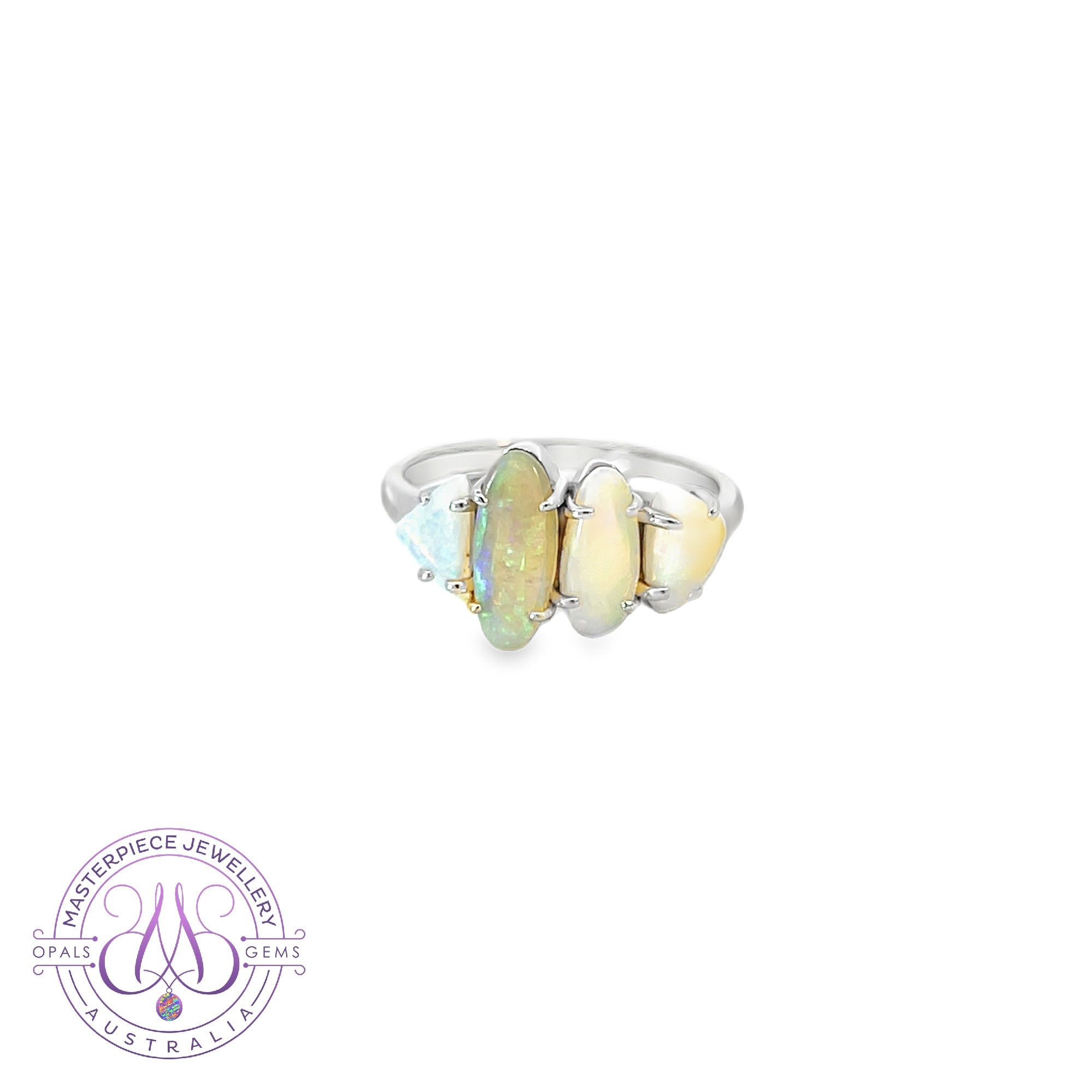 Sterling Silver eternity Black Opal 1.57ct ring