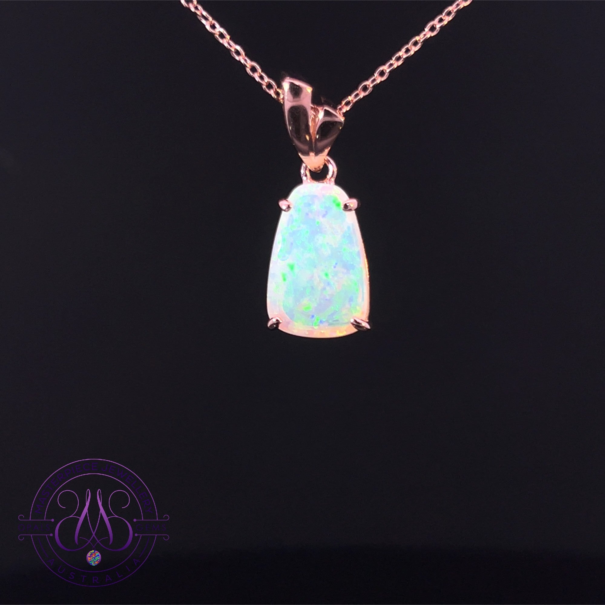 Rose Gold plated Silver 1.85ct Crystal Opal pendant