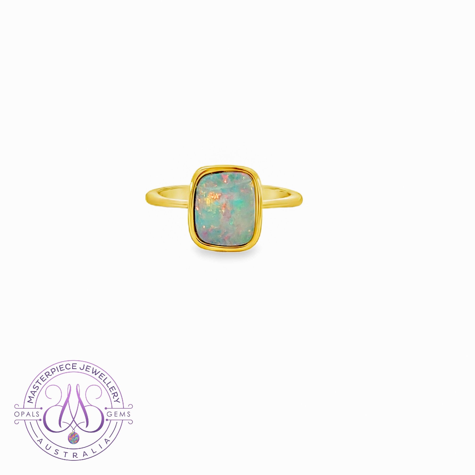 Gold Plated Silver Opal 9x9mm doublet ring