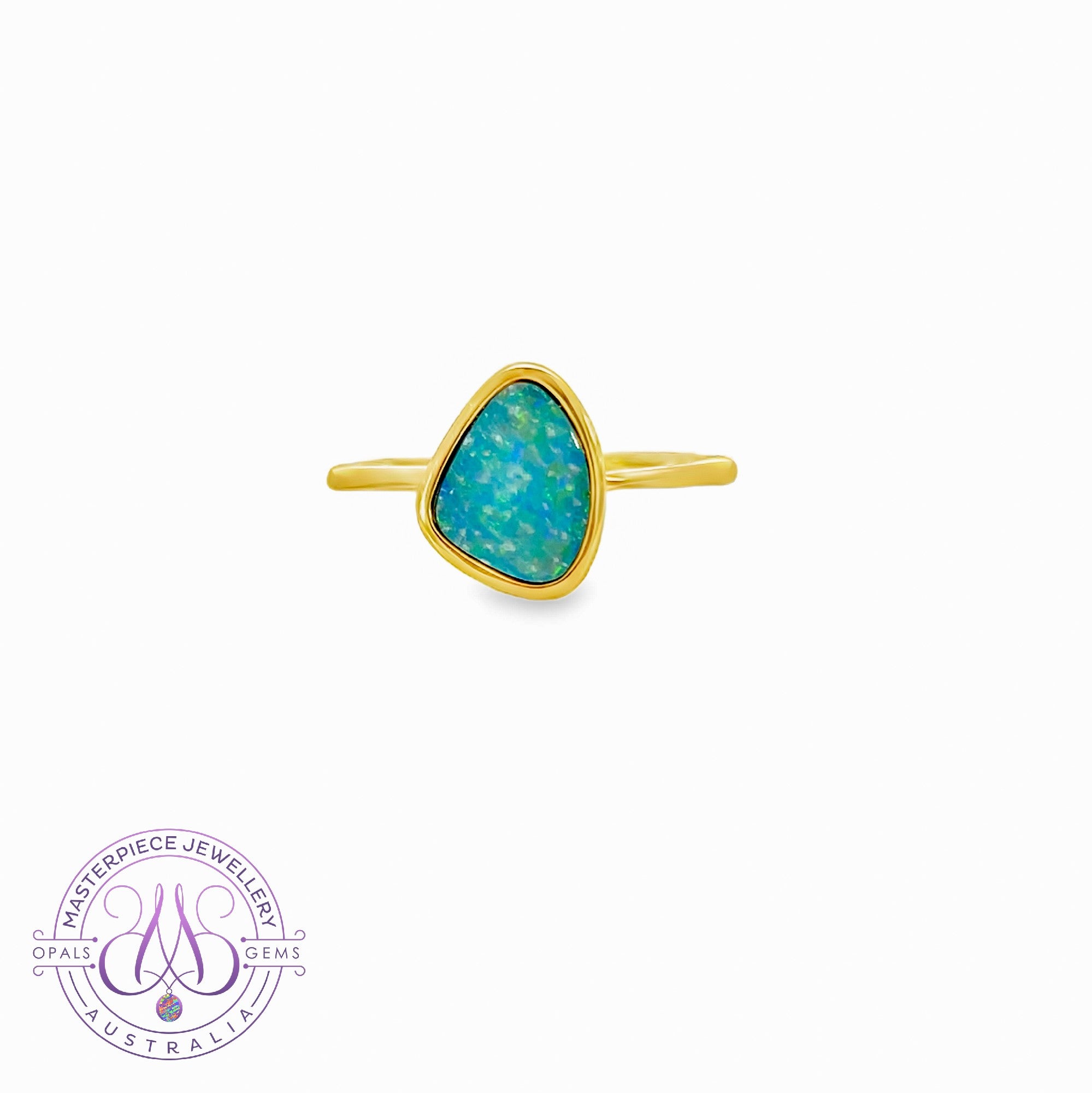 Gold plated silver Opal doublet 10x9mm ring