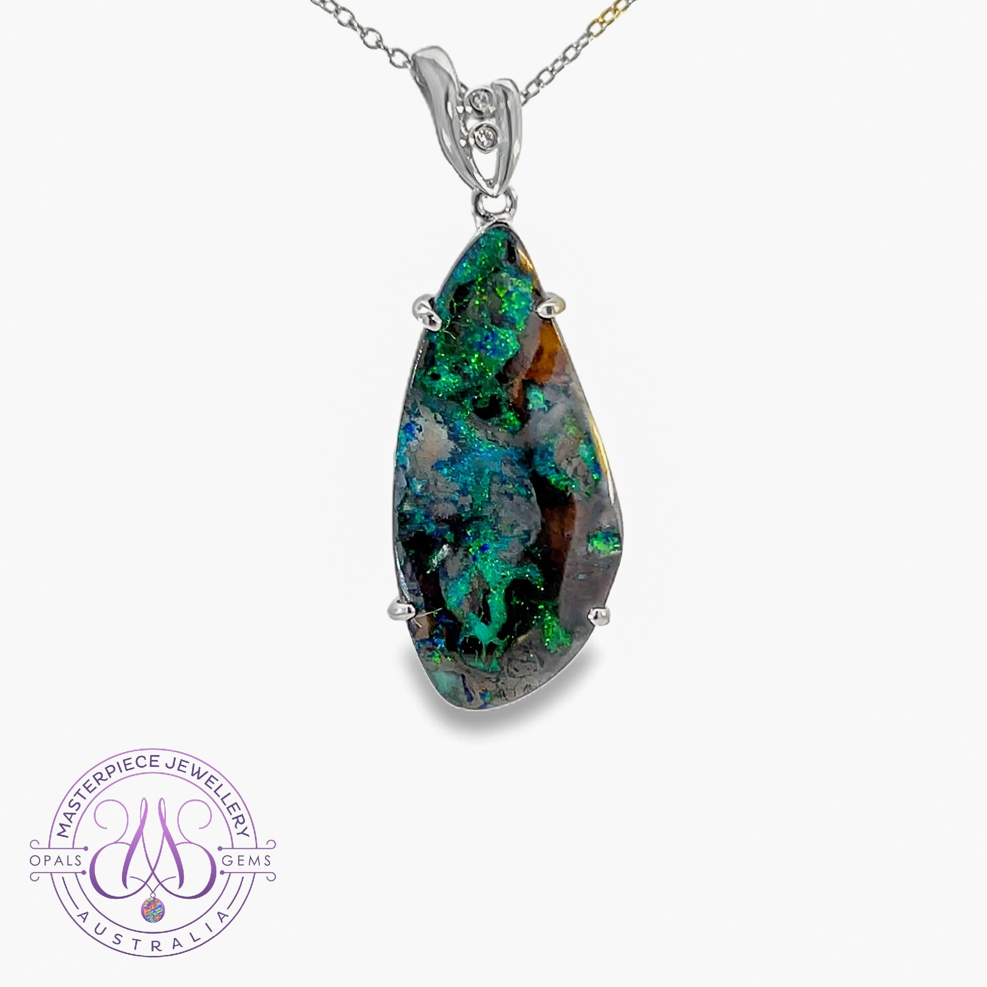 Silver Boulder Opal 15ct large pendant