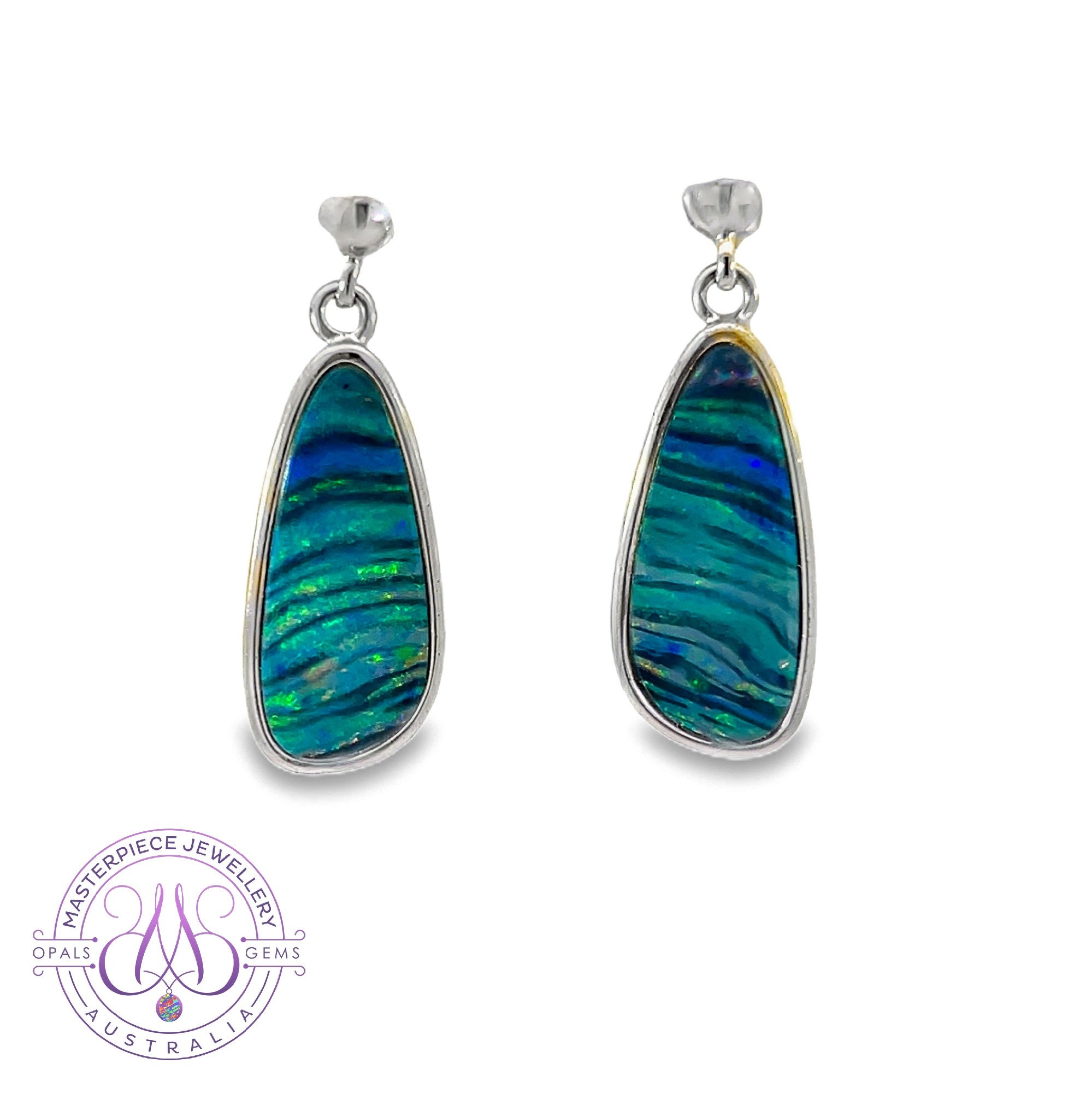 Sterling Silver dangling Opal doublet earrings 4.25ct