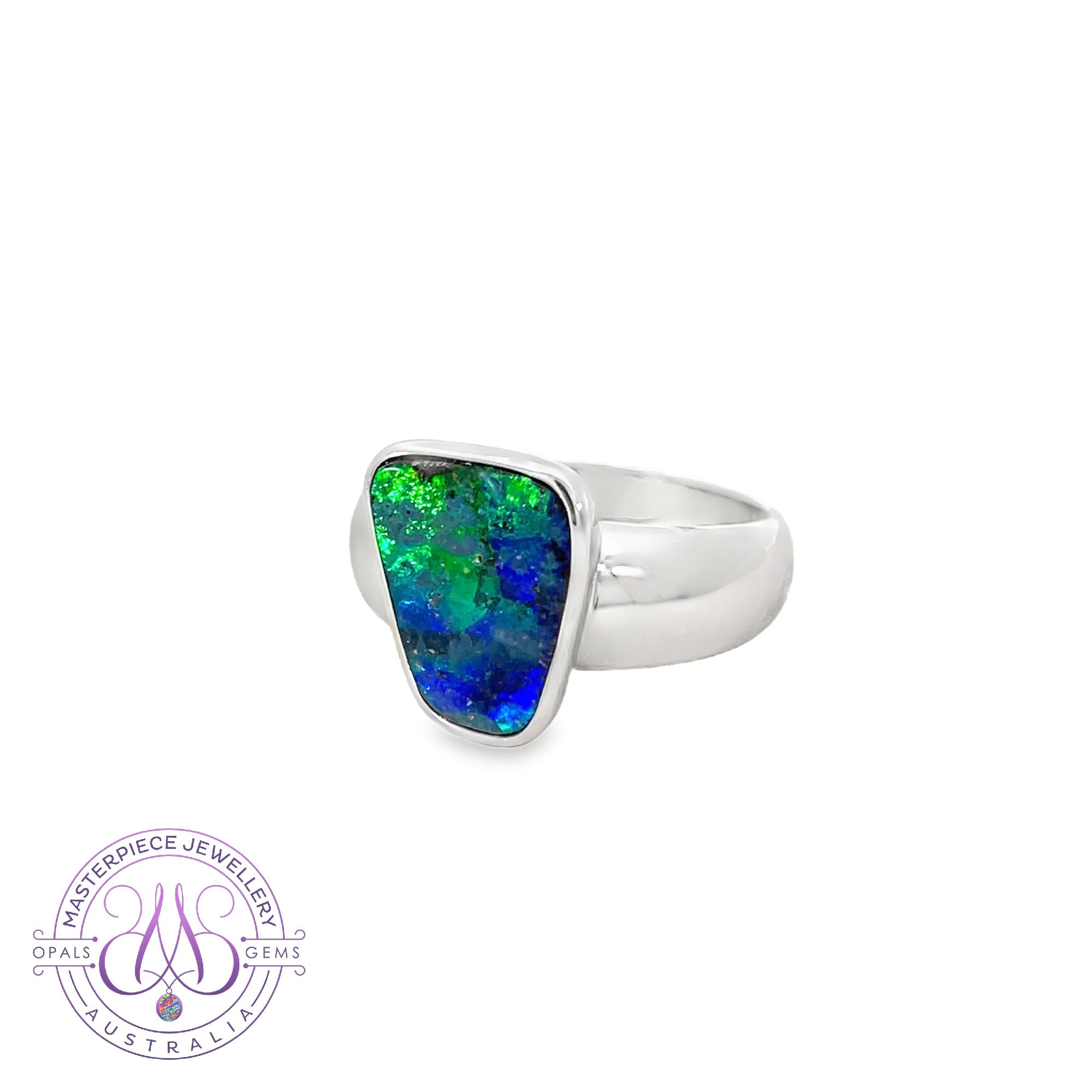 Sterling Silver Boulder Opal 3.75ct bezel ring