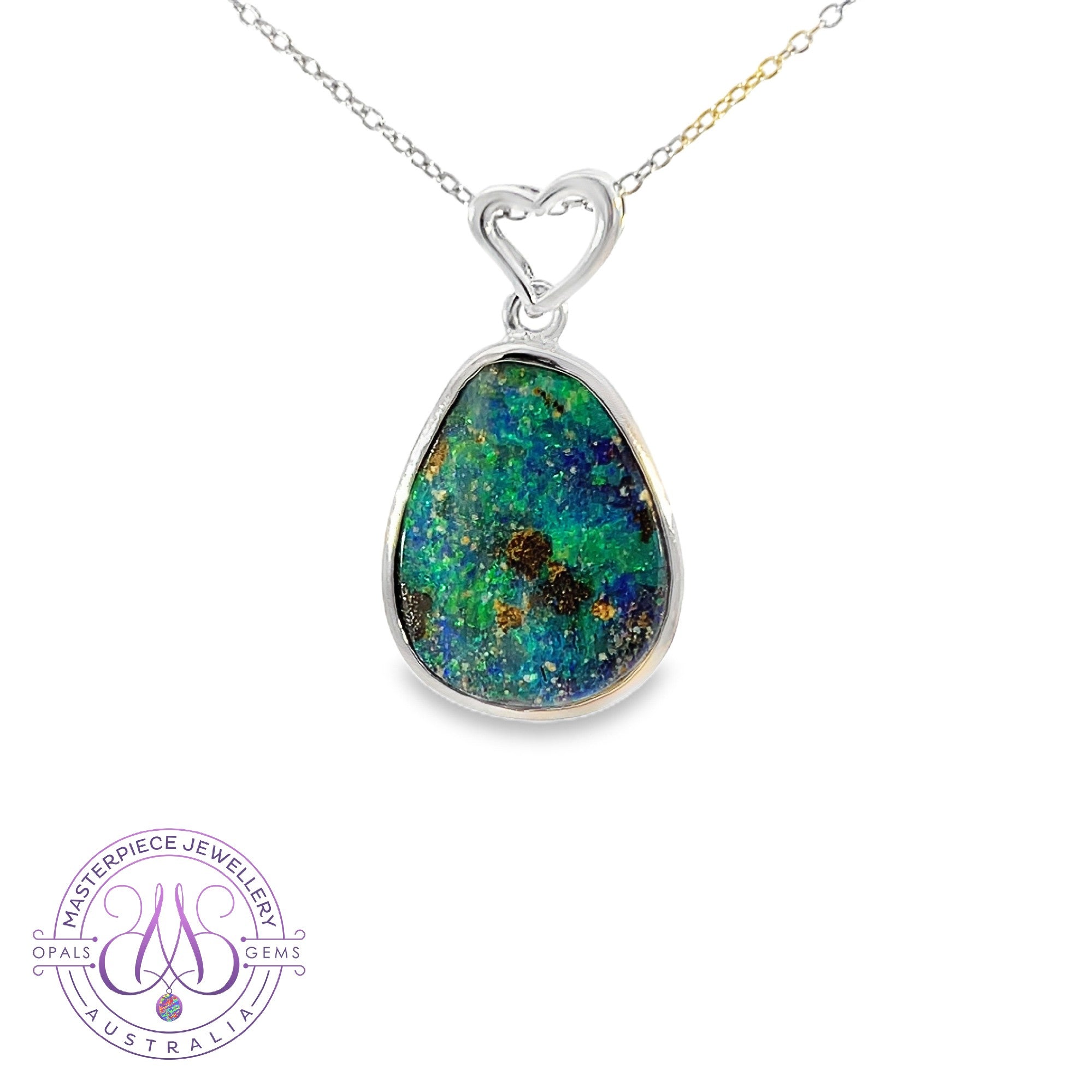 Sterling Silver boulder Opal 8.13ct bezel pendant