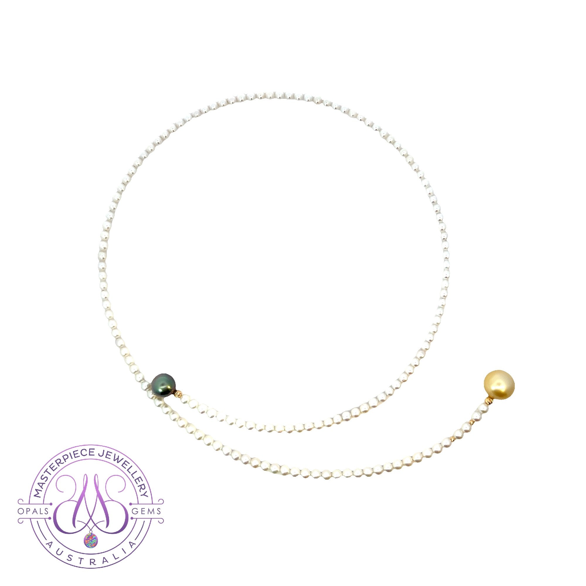 South Sea and Freshwater necklace 18kt gold rondels