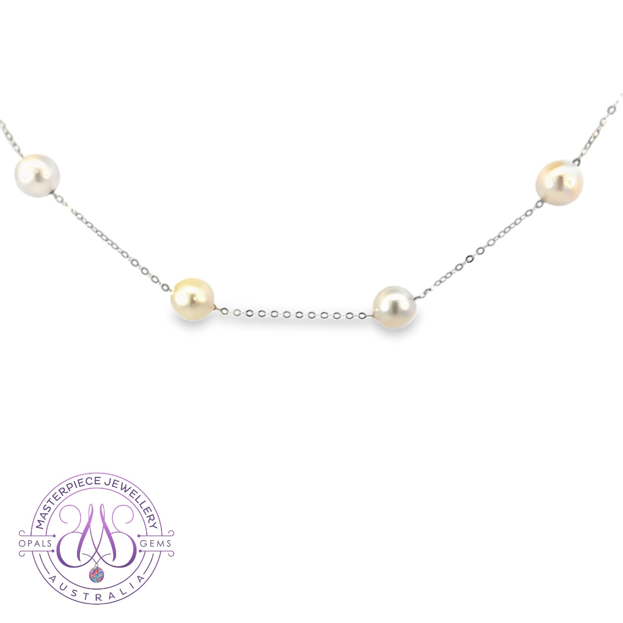 18kt White Gold spacer necklace 6-6.5mm Akoya Pearls