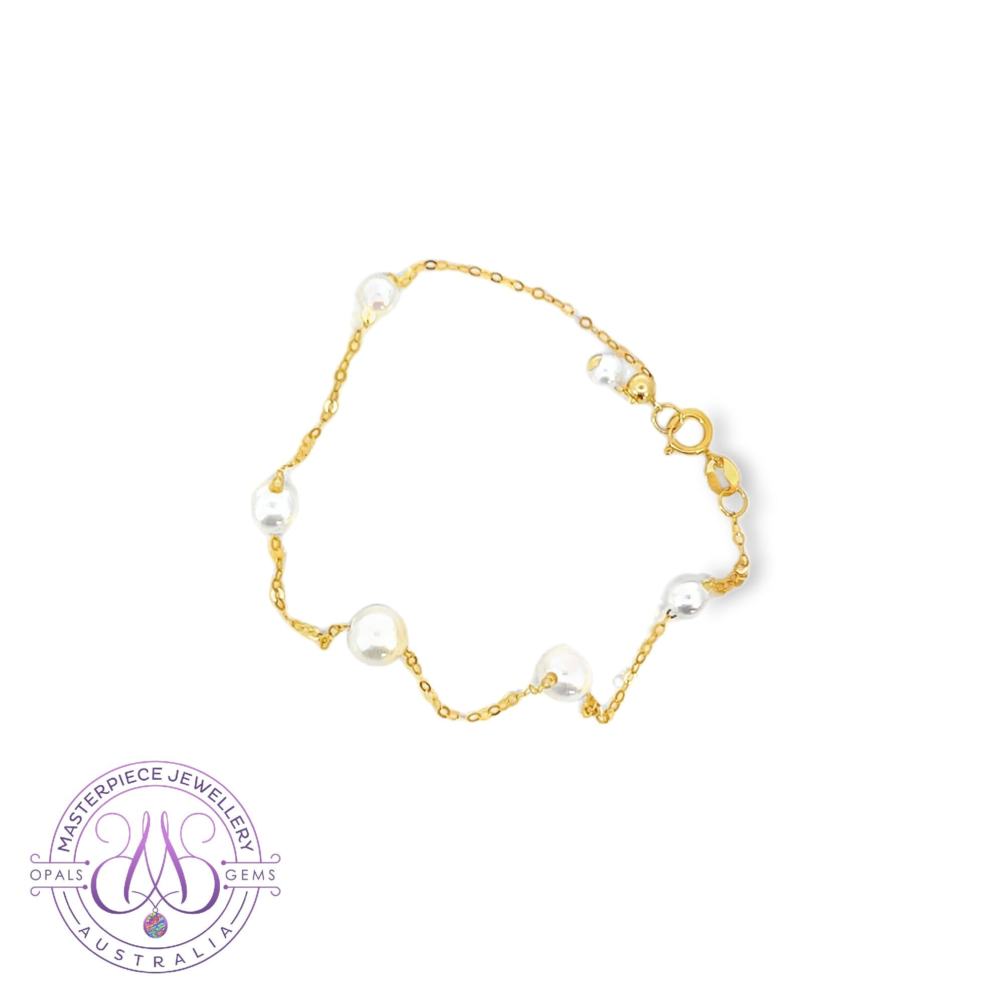 18kt Yellow Gold freshwater pearl 3.5-6mm bracelet