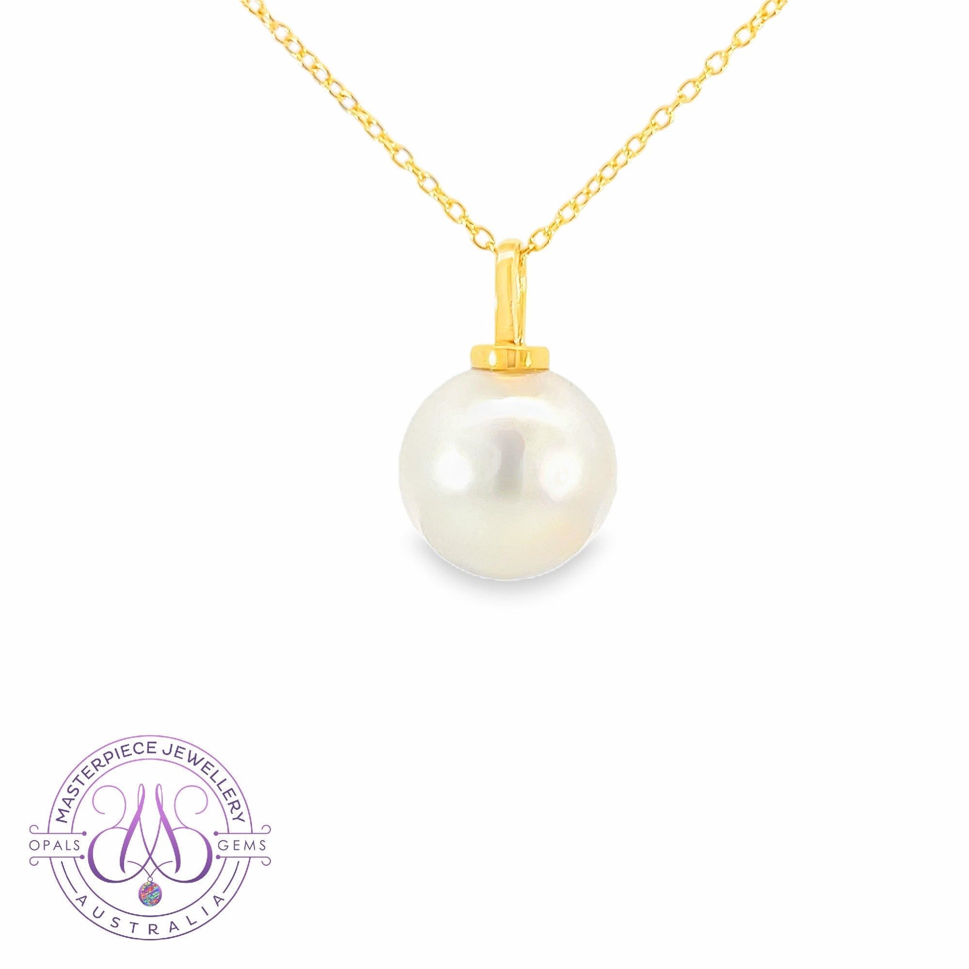 18kt Yellow God solitaire South Sea Pearl 12mm pendant