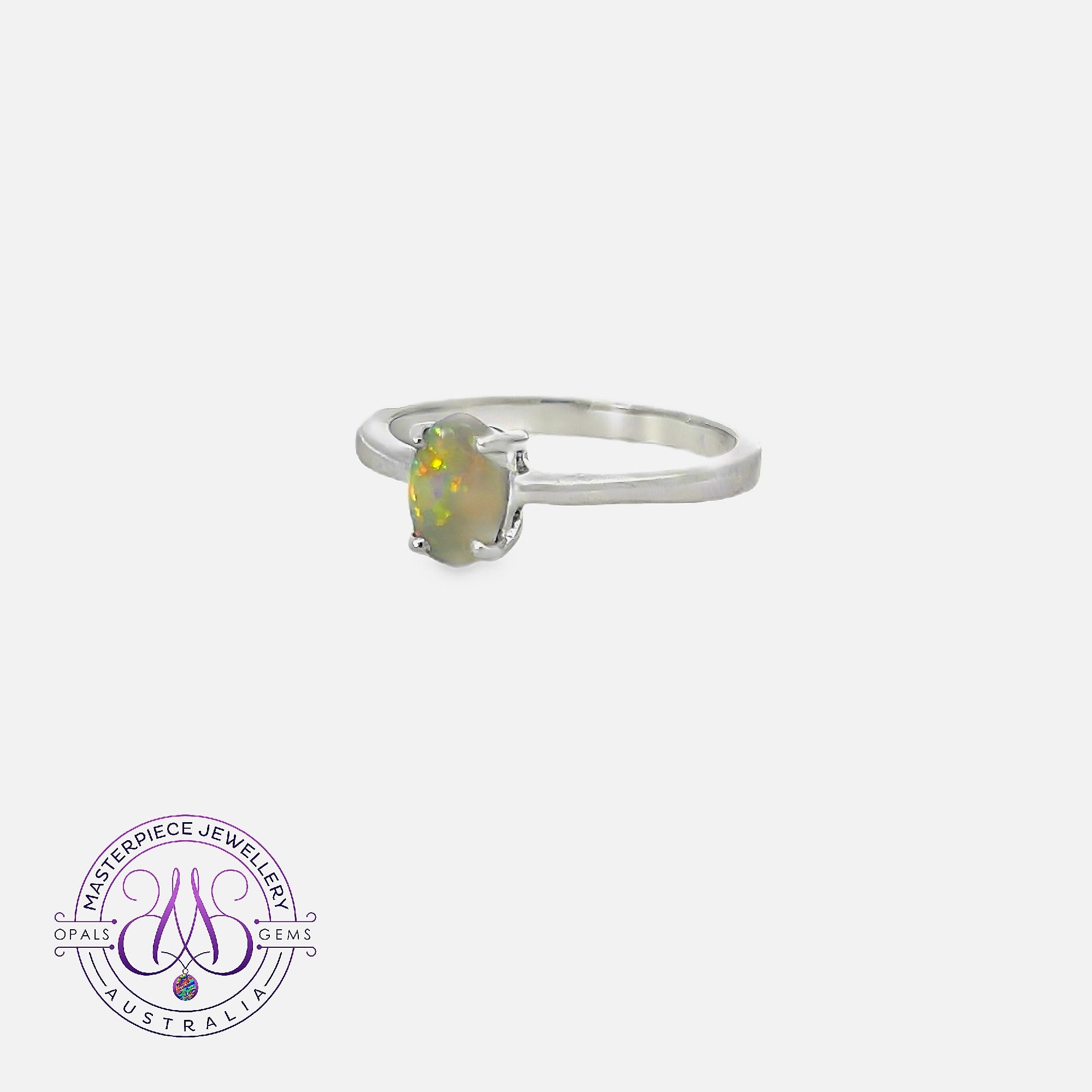 One Sterling Silver Black Opal 0.54ct solitaire ring