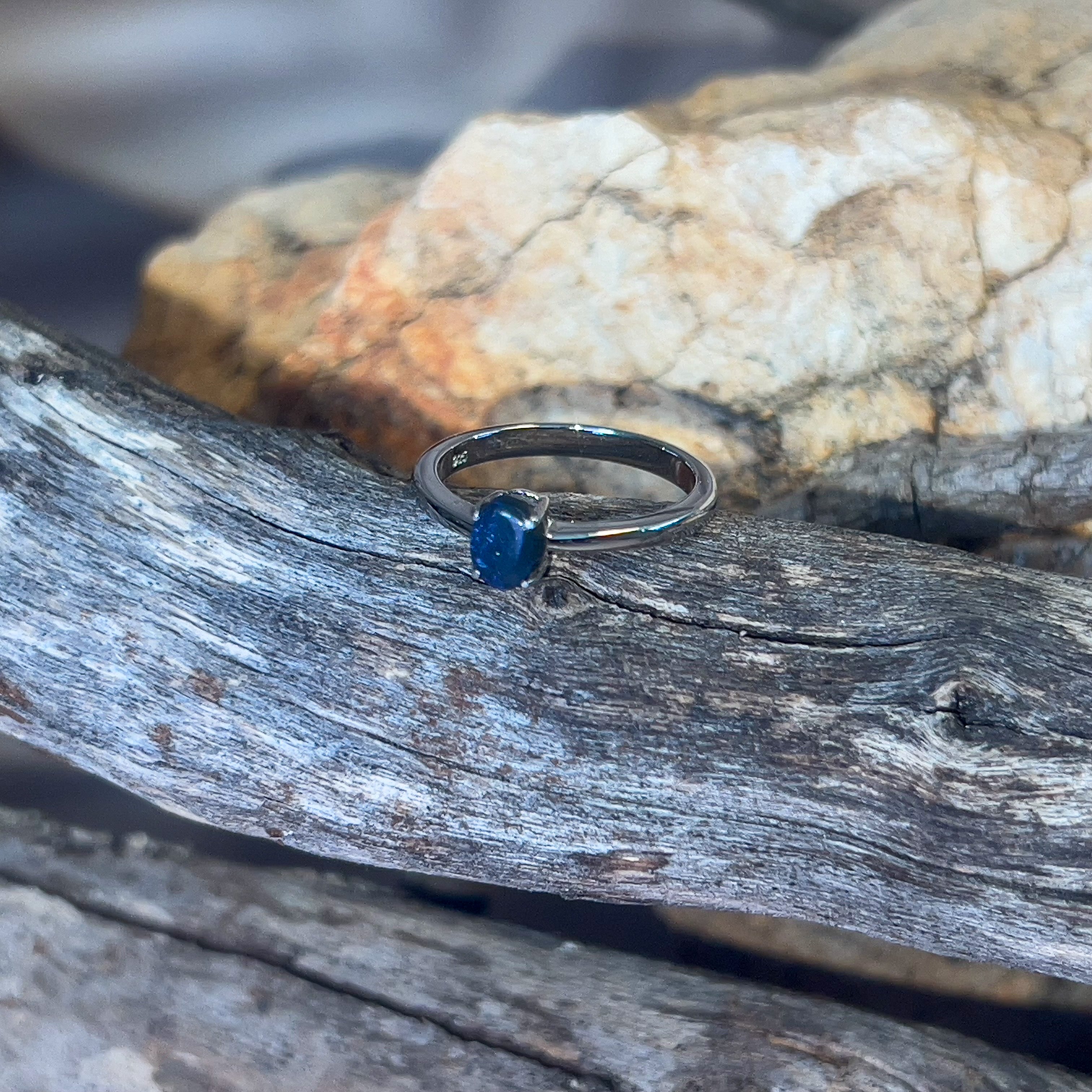 Sterling Silver Black Opal 0.4ct Deep Blue solitaire ring - Masterpiece Jewellery Opal & Gems Sydney Australia | Online Shop