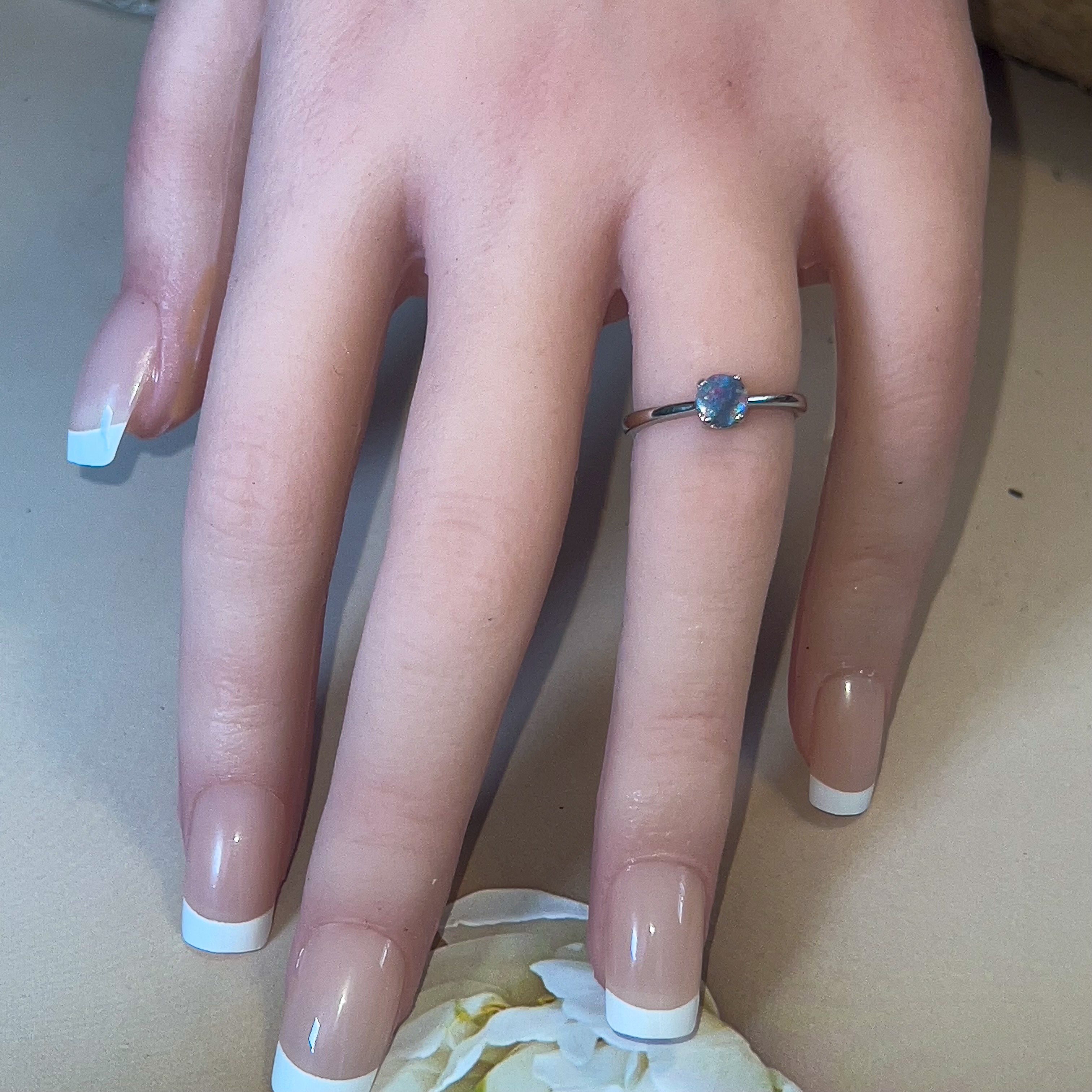 Sterling Silver Black Opal 0.4ct Boulder Opal solitaire ring - Masterpiece Jewellery Opal & Gems Sydney Australia | Online Shop