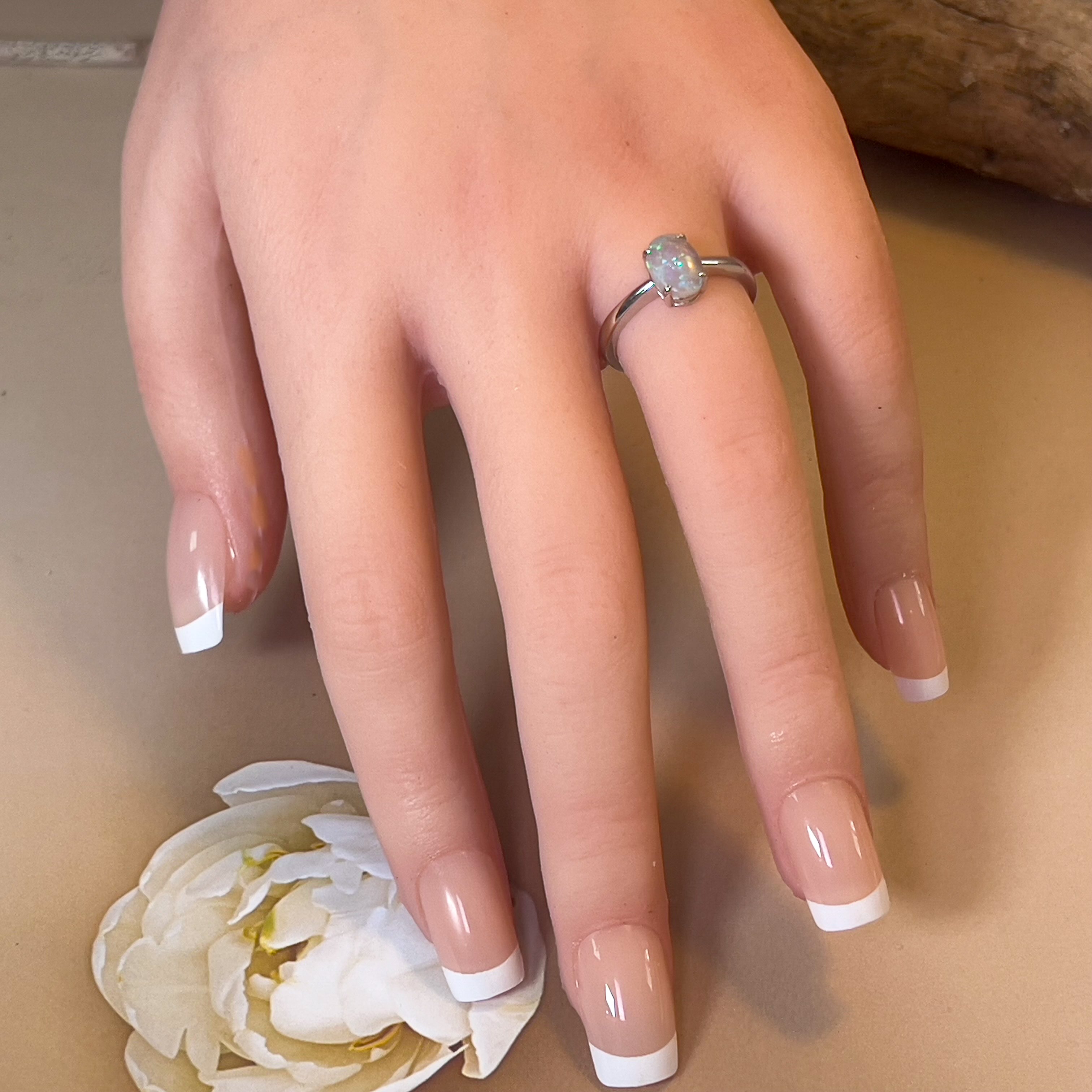 Sterling Silver Black Opal 0.42ct solitaire ring - Masterpiece Jewellery Opal & Gems Sydney Australia | Online Shop