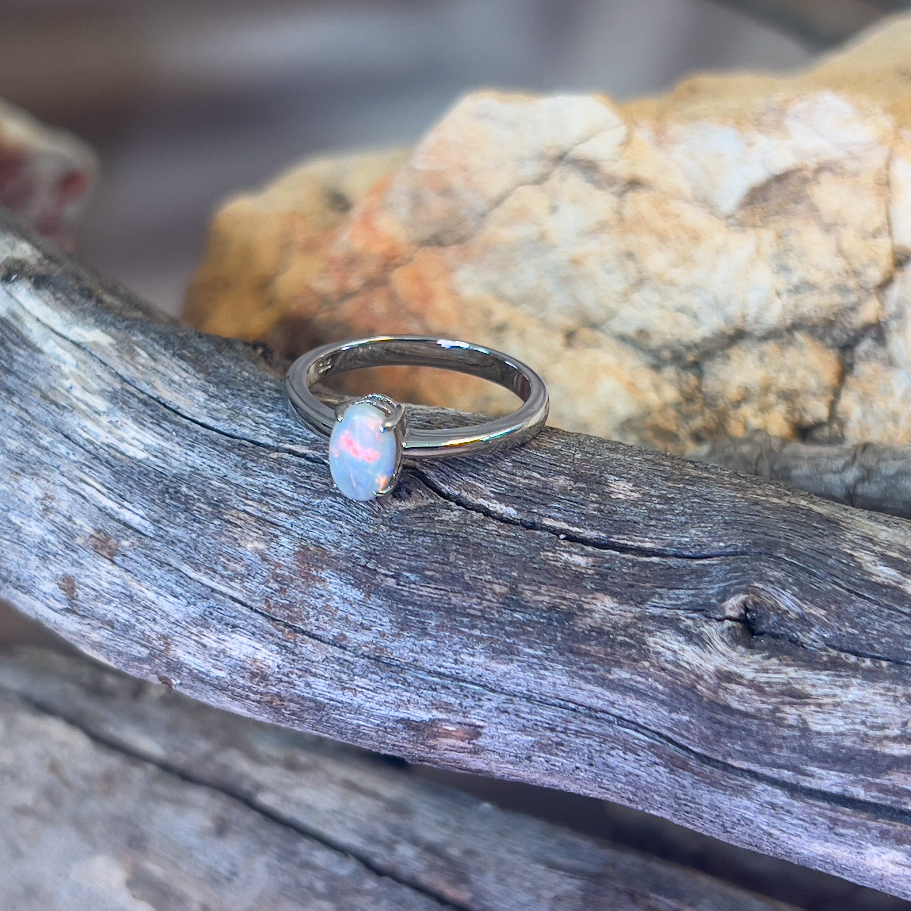 Sterling Silver Black Opal 0.65ct solitaire ring - Masterpiece Jewellery Opal & Gems Sydney Australia | Online Shop