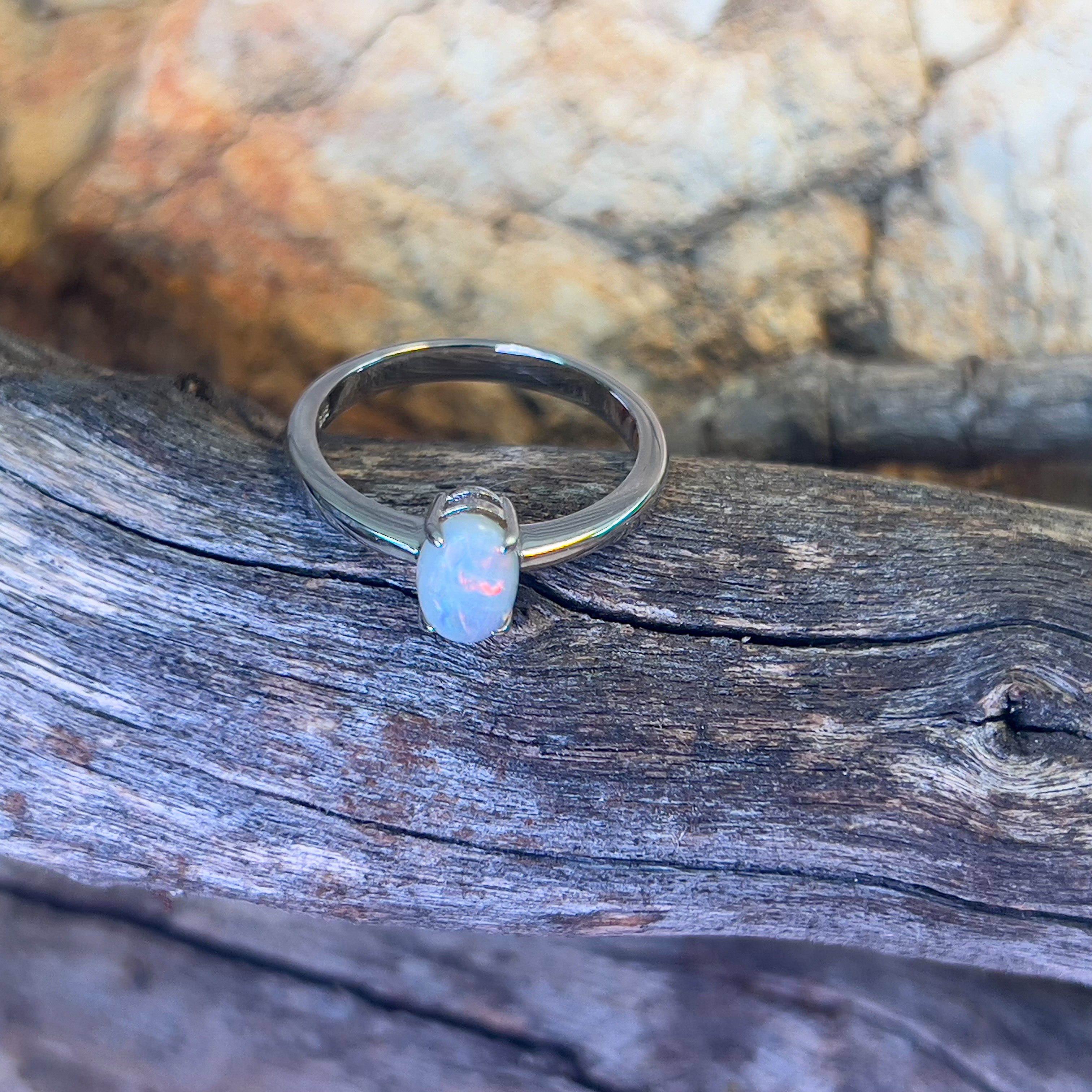 Sterling Silver Black Opal 0.65ct solitaire ring - Masterpiece Jewellery Opal & Gems Sydney Australia | Online Shop