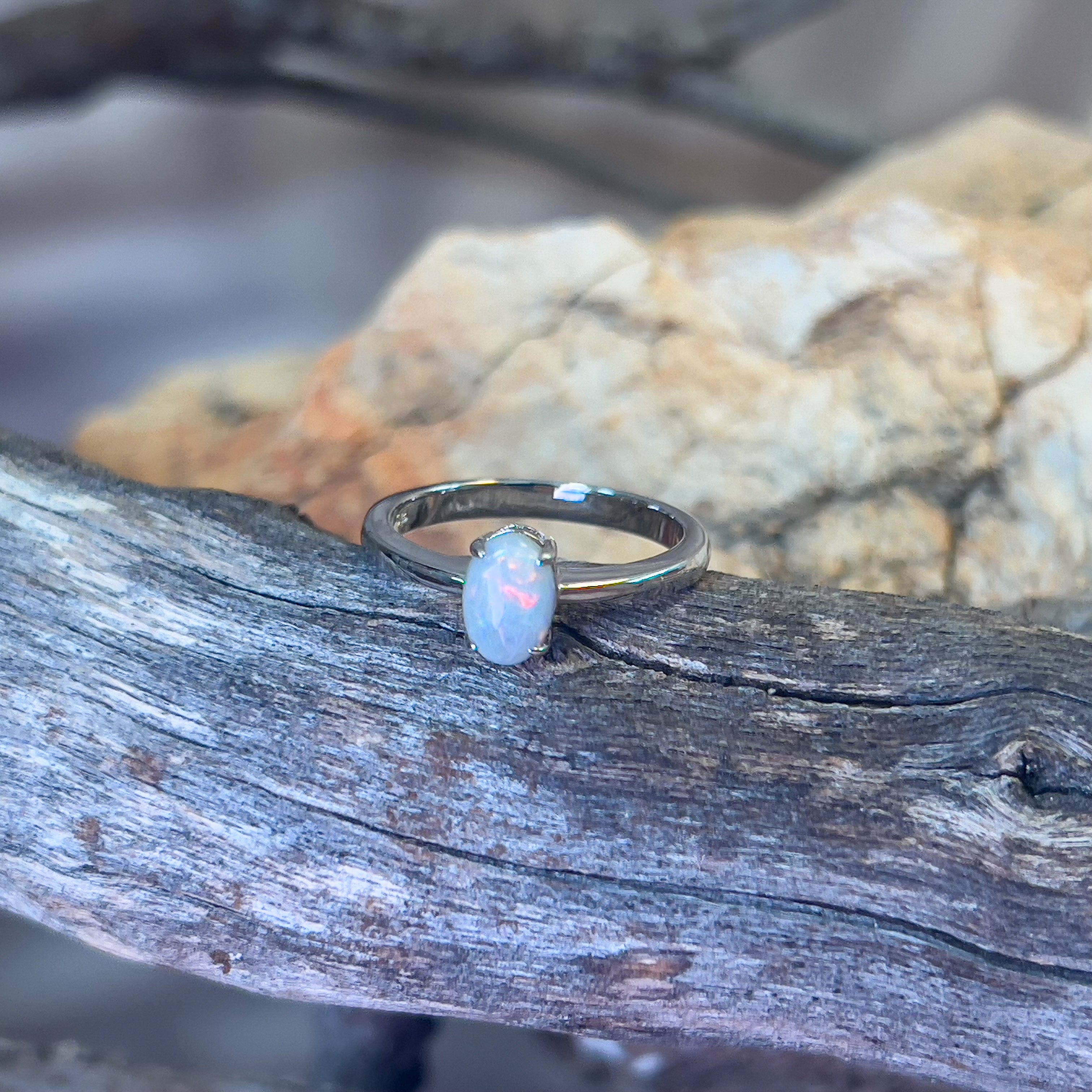 Sterling Silver Black Opal 0.65ct solitaire ring - Masterpiece Jewellery Opal & Gems Sydney Australia | Online Shop