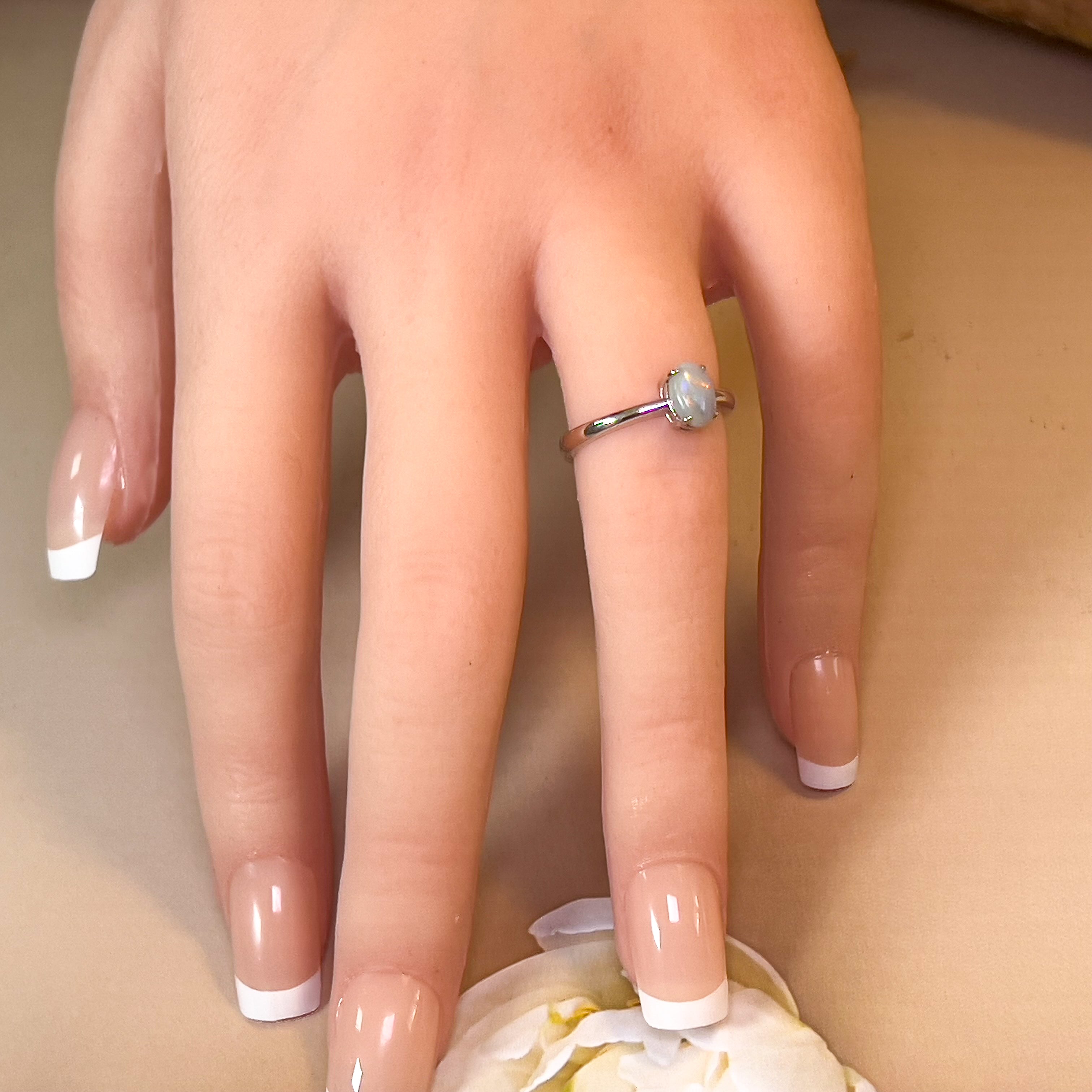 Sterling Silver Black Opal 0.65ct solitaire ring - Masterpiece Jewellery Opal & Gems Sydney Australia | Online Shop