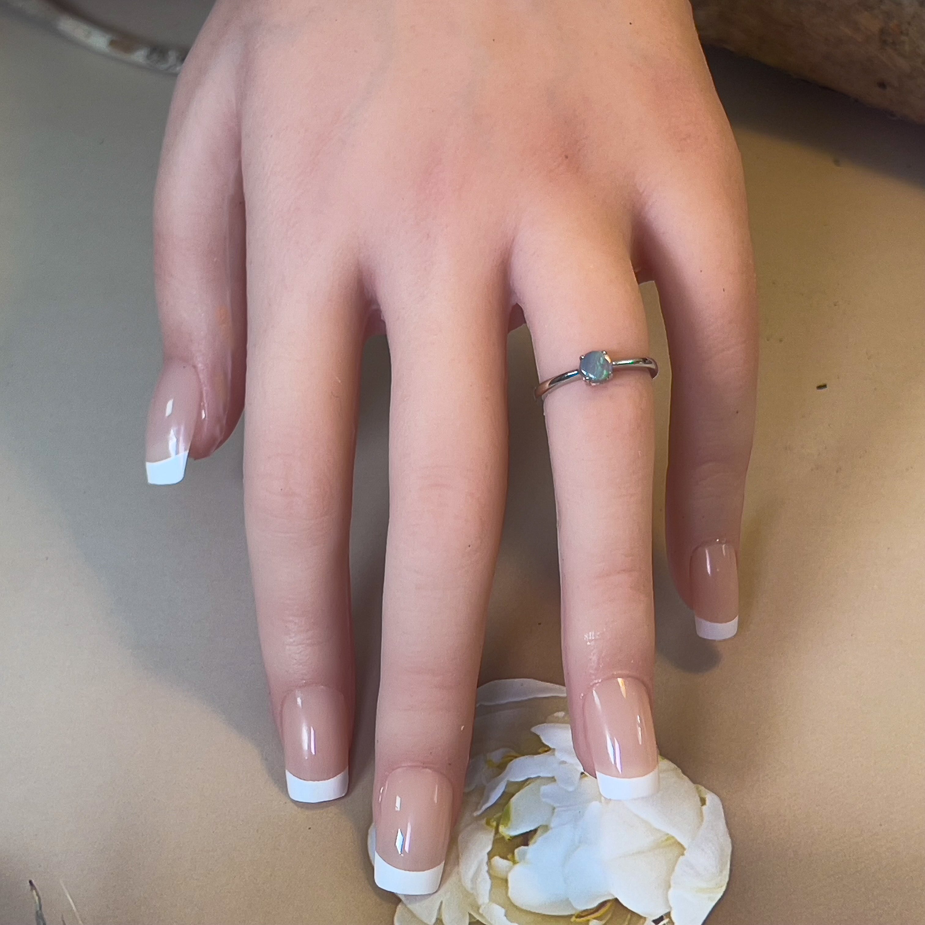 Sterling Silver Black Opal 0.3ct solitaire claw set ring - Masterpiece Jewellery Opal & Gems Sydney Australia | Online Shop