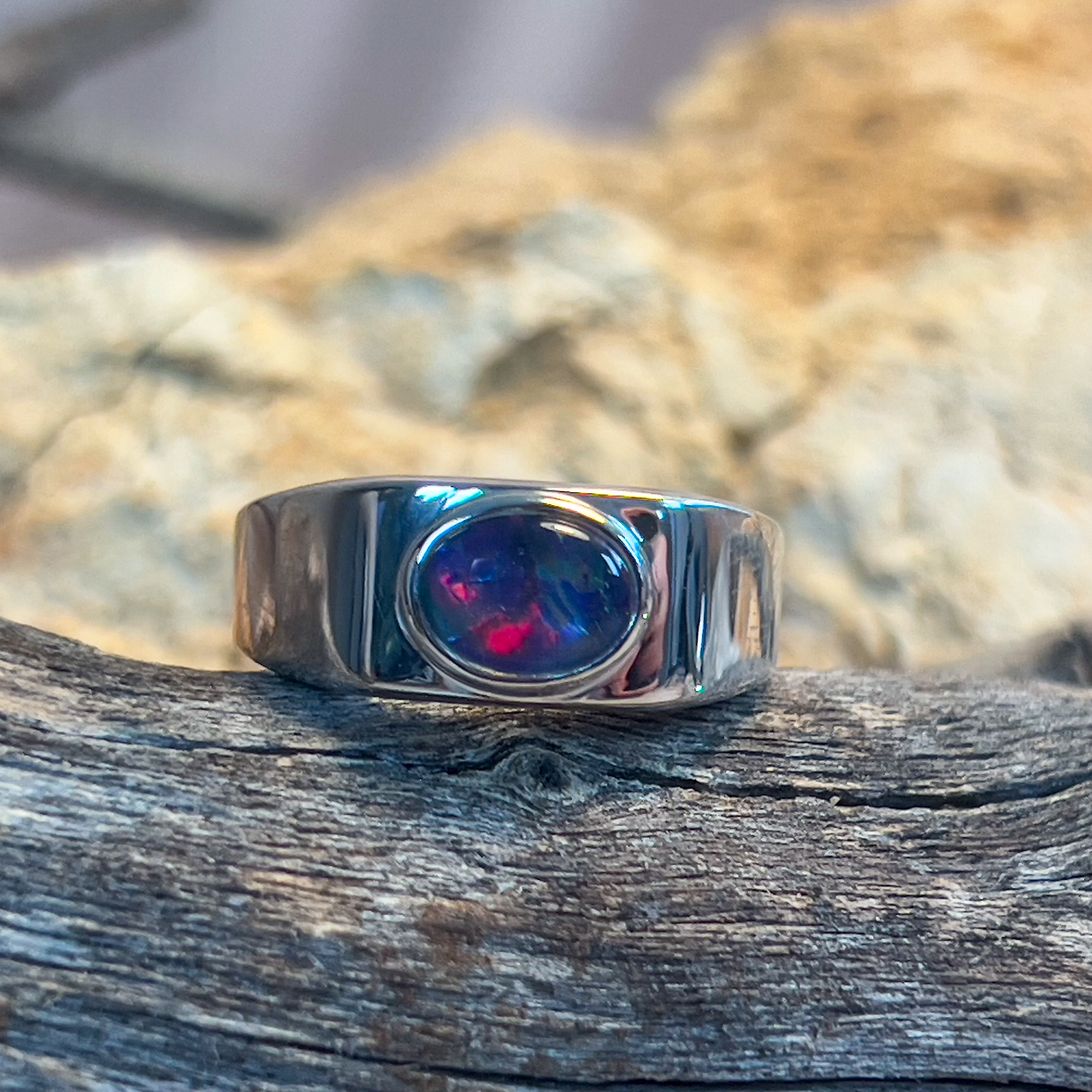 Sterling Silver bezel set 8x6mm Opal triplet horizontal shape - Masterpiece Jewellery Opal & Gems Sydney Australia | Online Shop