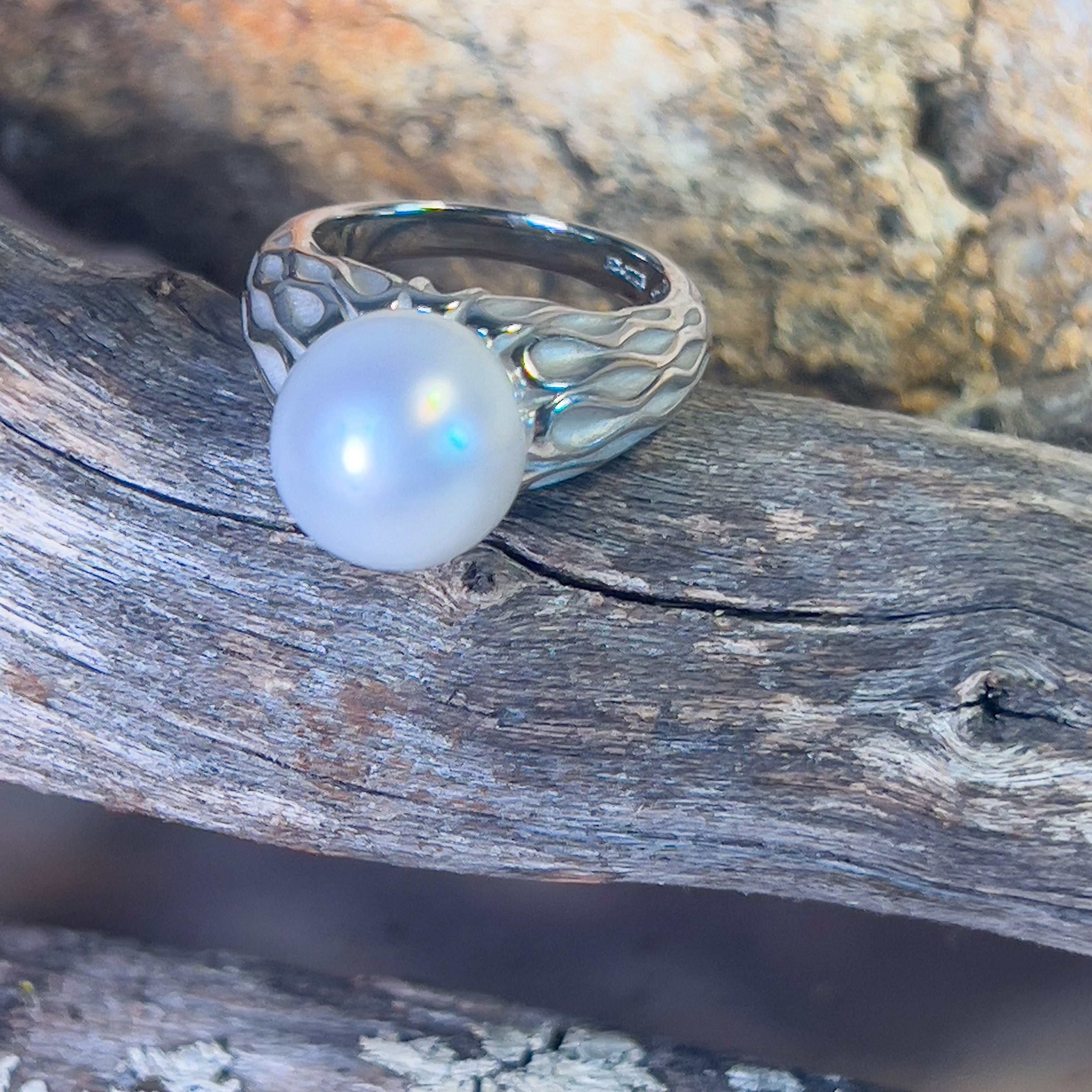 Sterling Silver 11mm South Sea Pearl solitaire ring - Masterpiece Jewellery Opal & Gems Sydney Australia | Online Shop