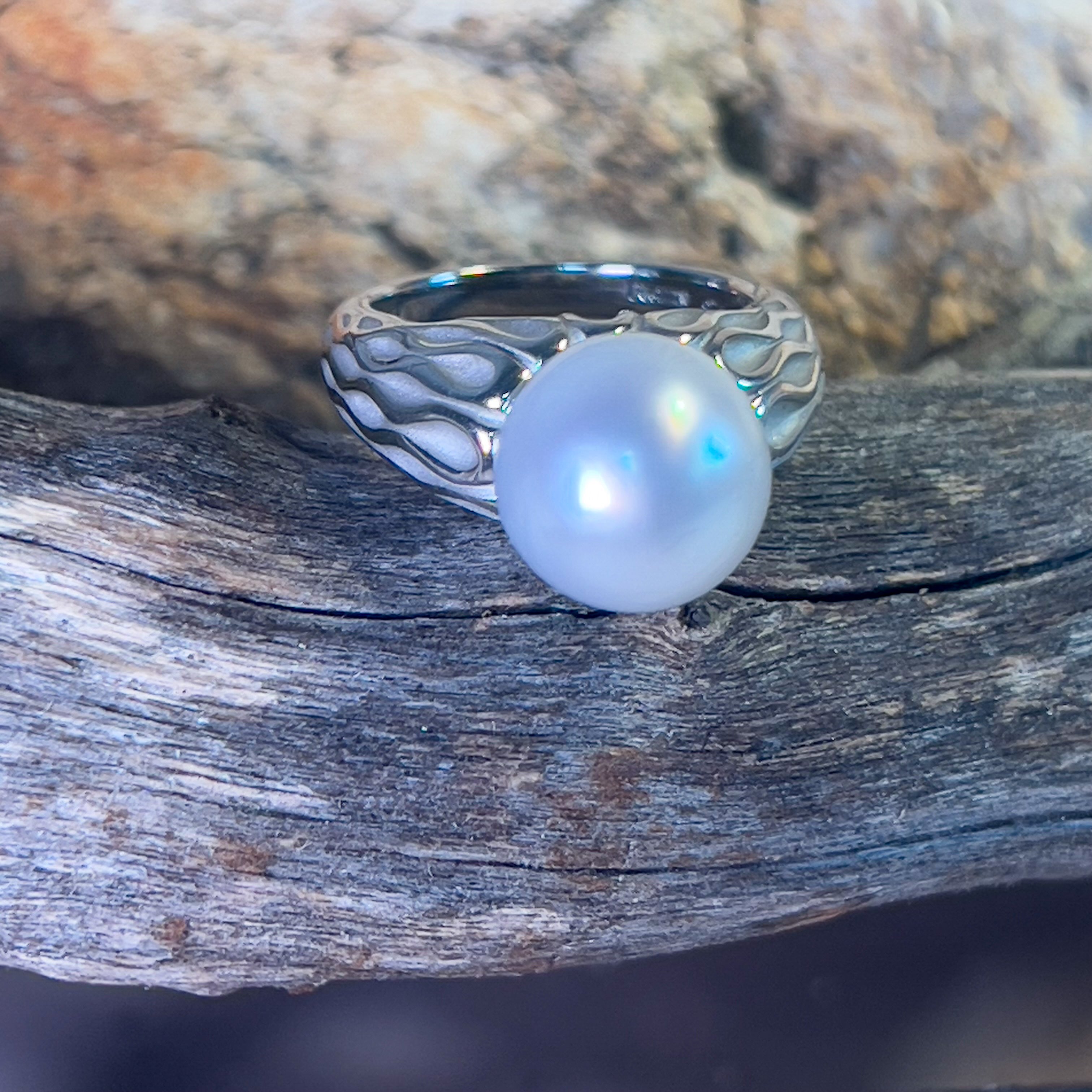 Sterling Silver 11mm South Sea Pearl solitaire ring - Masterpiece Jewellery Opal & Gems Sydney Australia | Online Shop
