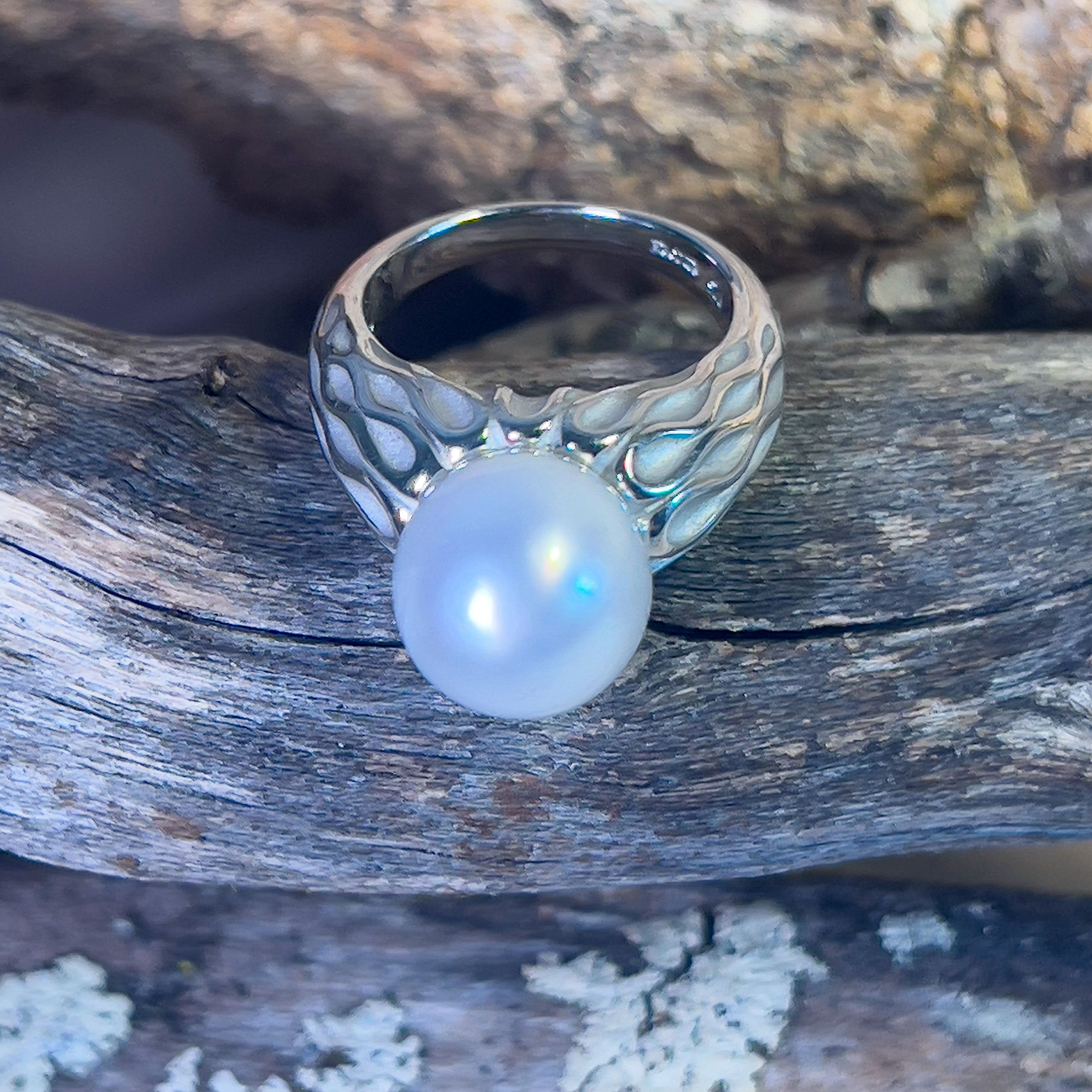 Sterling Silver 11mm South Sea Pearl solitaire ring - Masterpiece Jewellery Opal & Gems Sydney Australia | Online Shop
