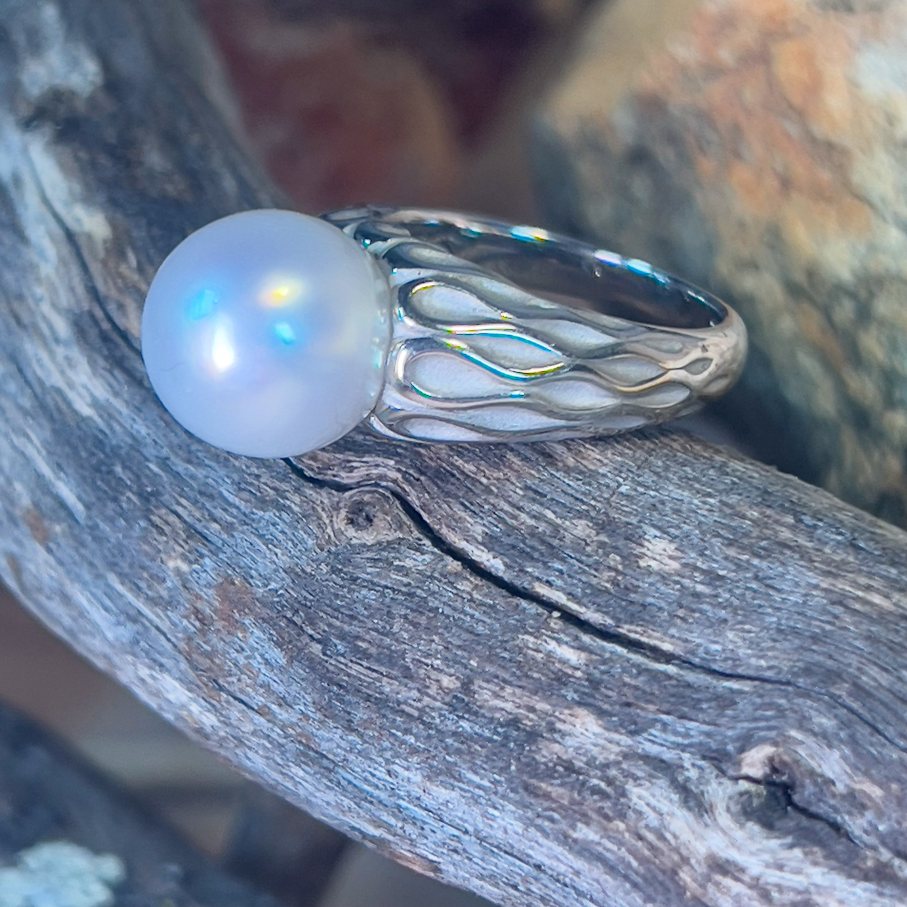 Sterling Silver 11mm South Sea Pearl solitaire ring - Masterpiece Jewellery Opal & Gems Sydney Australia | Online Shop